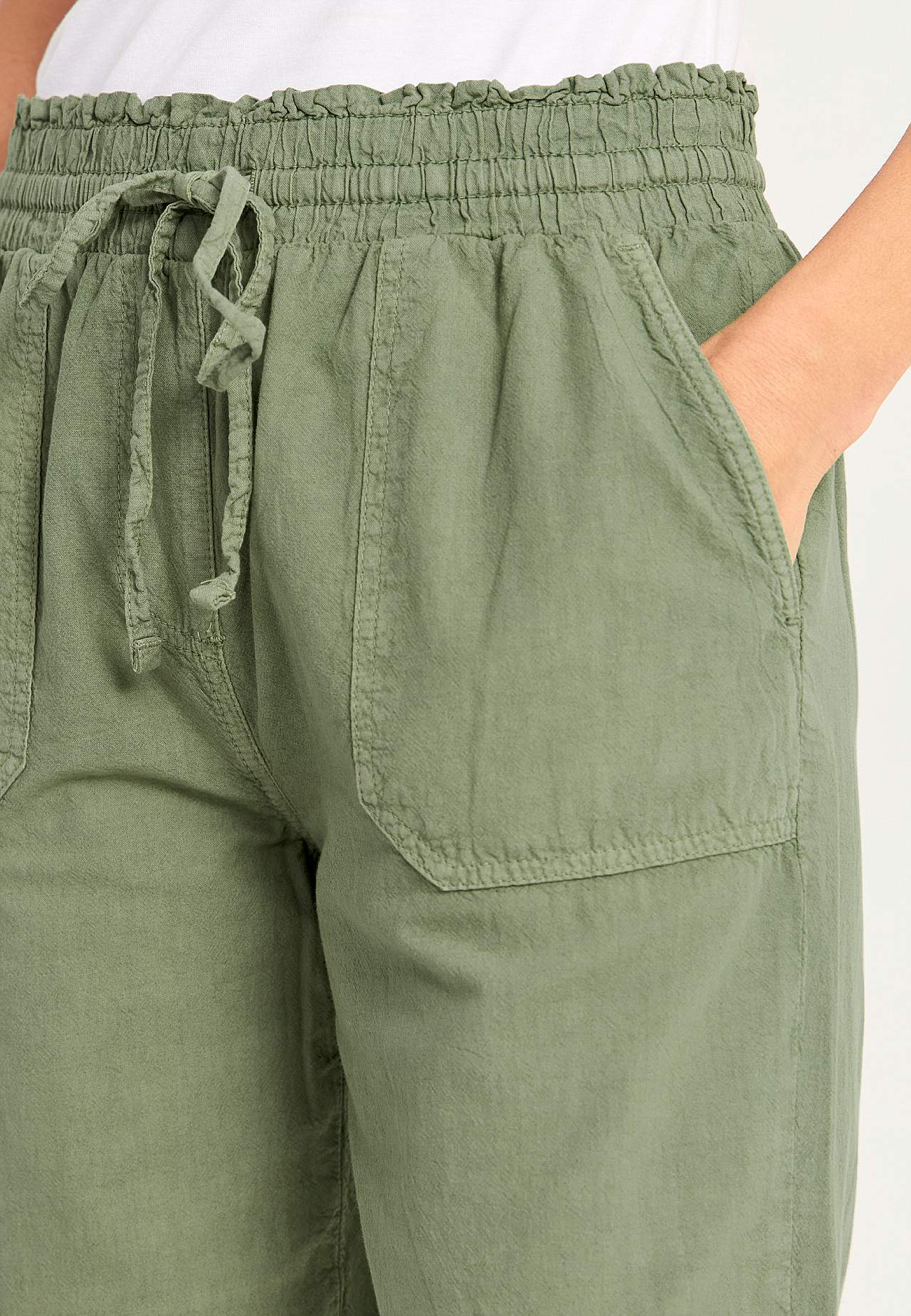 Long trousers in washed cotton