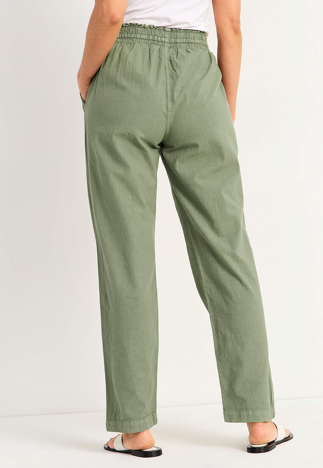 Long trousers in washed cotton