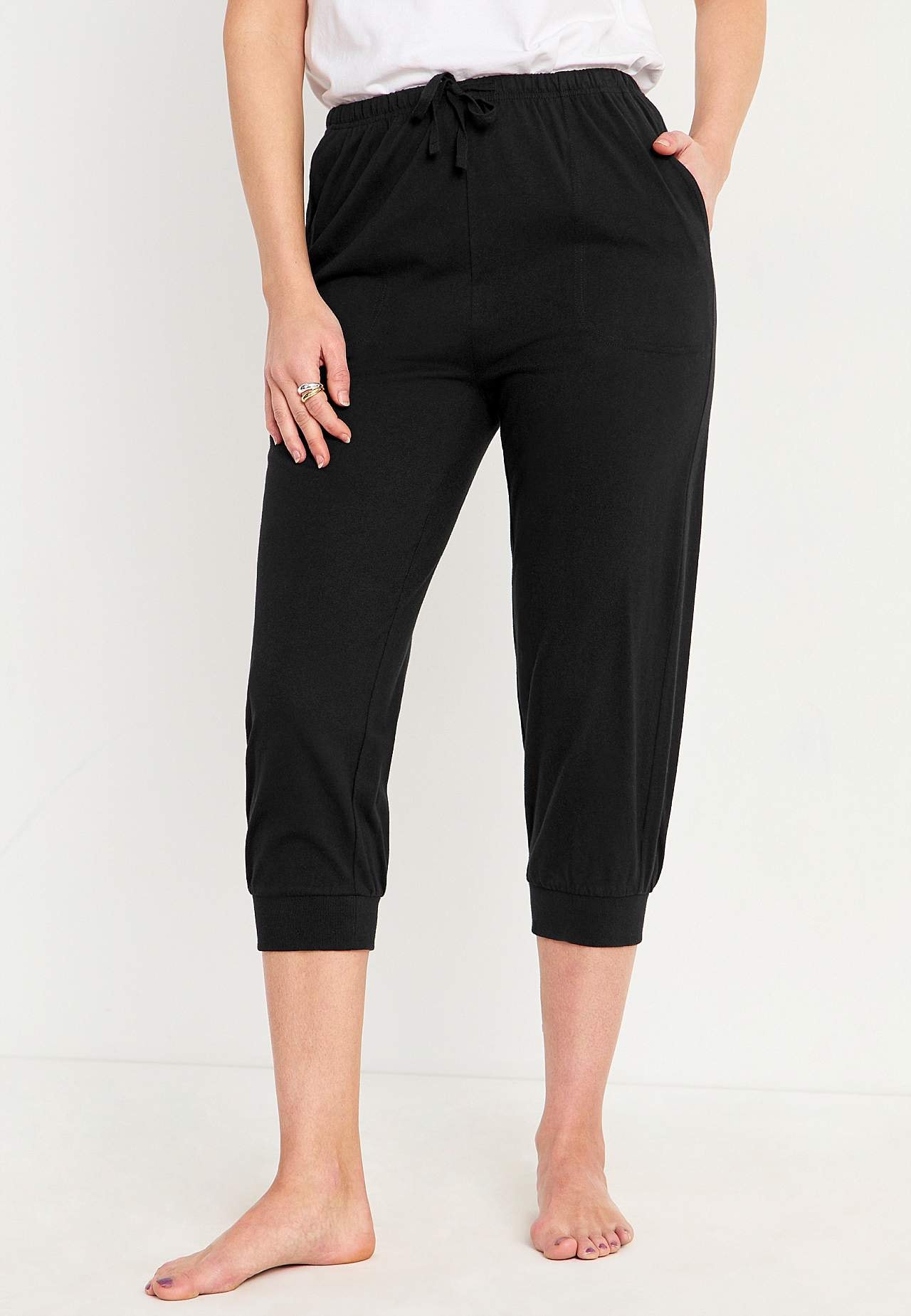 Capri trousers in jersey with cuff