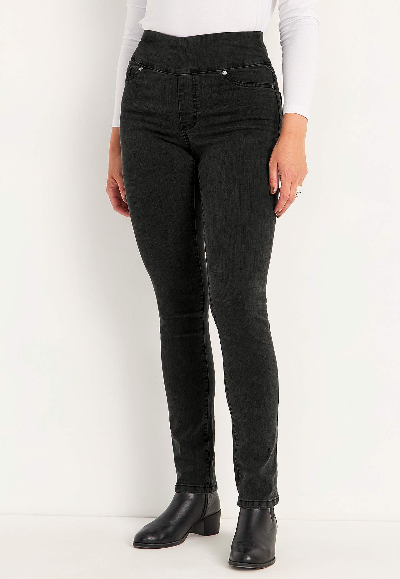 Stretchy jeggings with high elasticized waist