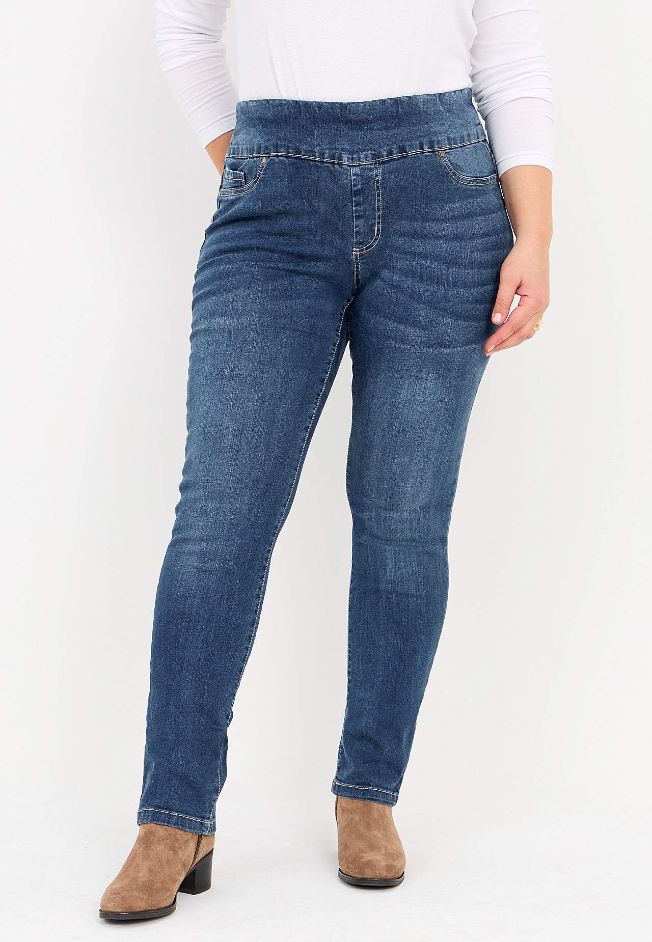 Stretchy jeggings with high elasticized waist