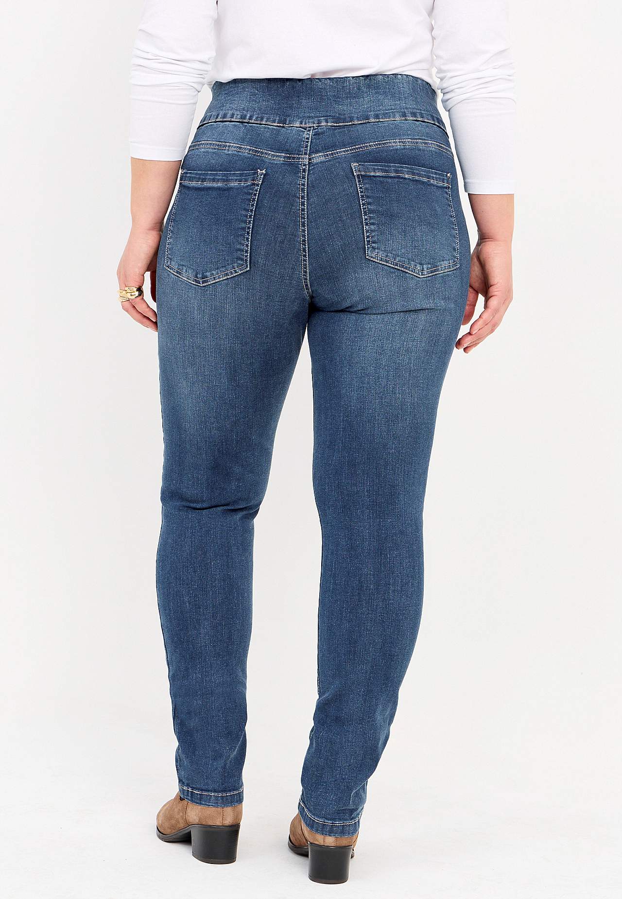 Stretchy jeggings with high elasticized waist