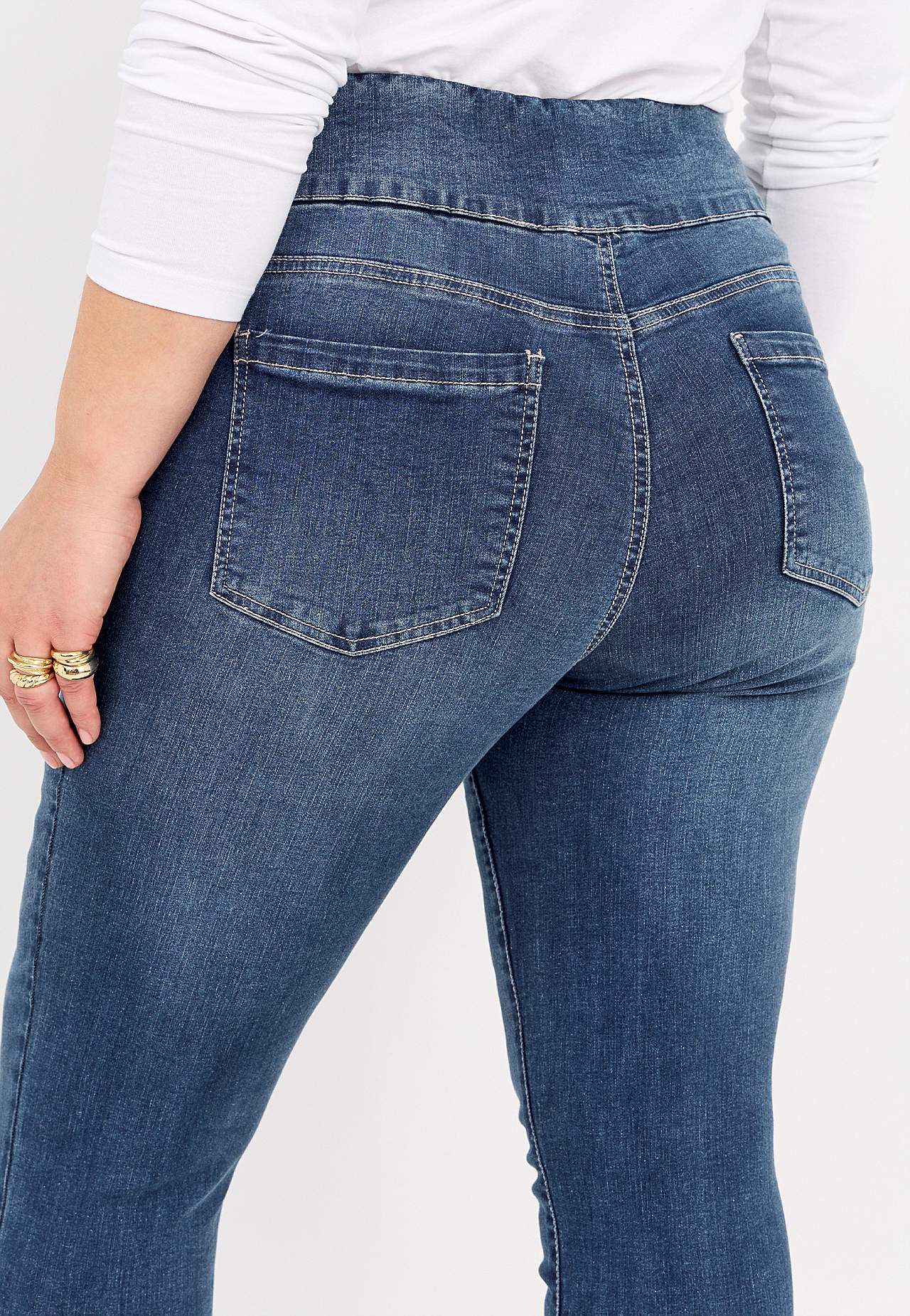 Stretchy jeggings med høy elastisk midje - to lengder Elin