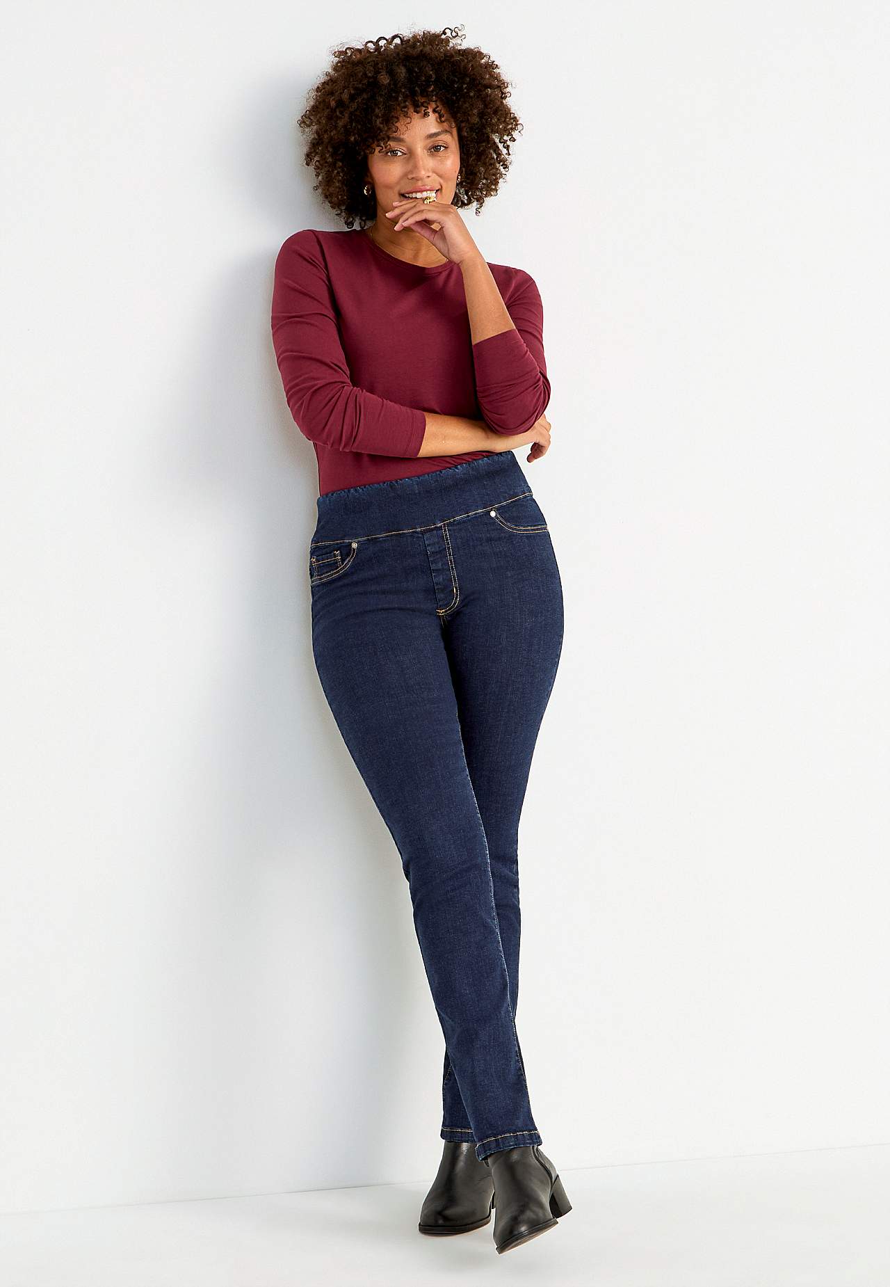Stretchy jeggings with high elasticized waist