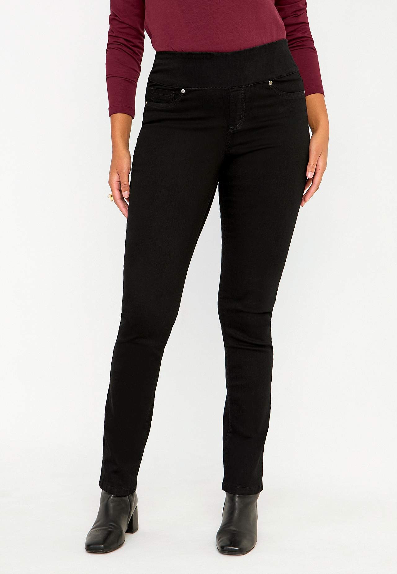 Stretchy jeggings with high elasticized waist