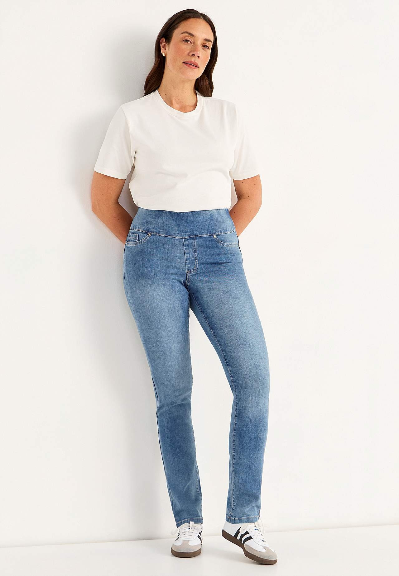 Stretchy jeggings with high elasticized waist Elin