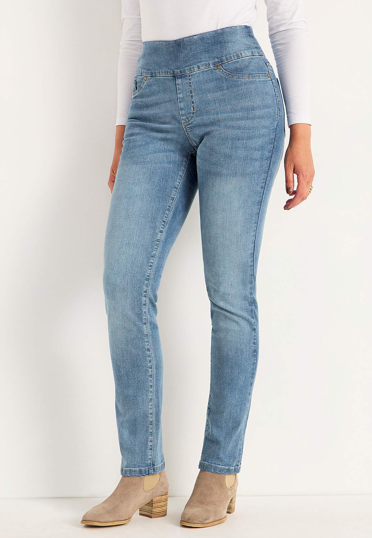Stretchy jeggings with high elasticized waist