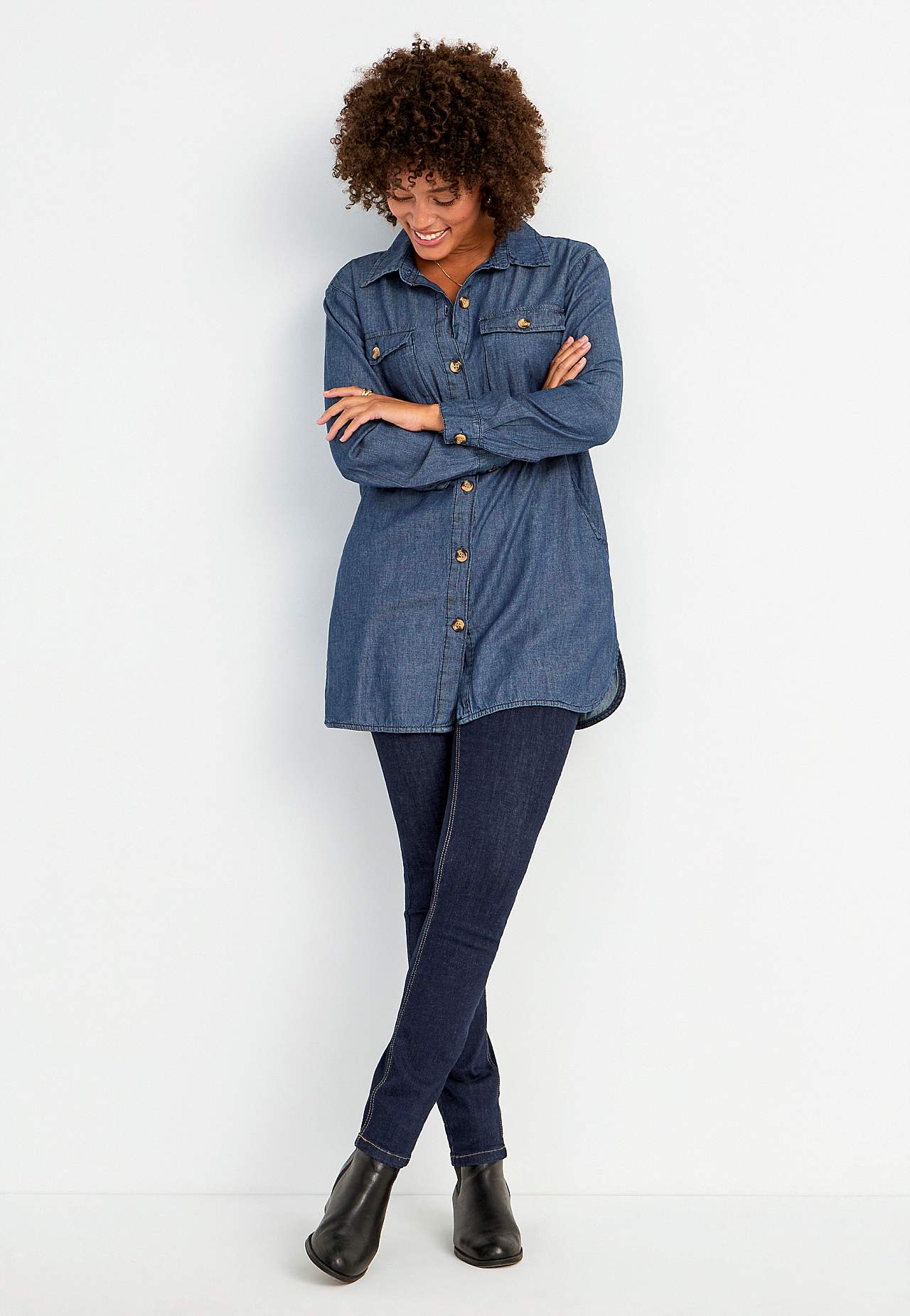 Long denim shirt