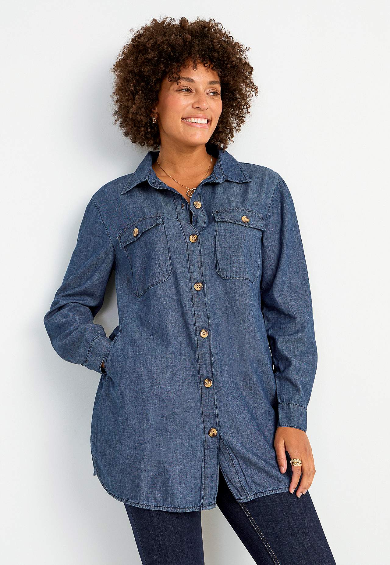 Long denim shirt