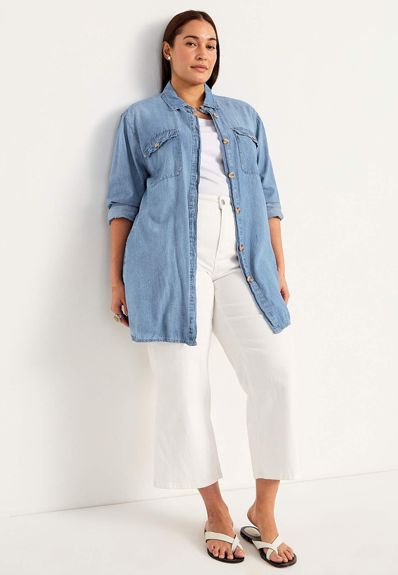 Long denim shirt