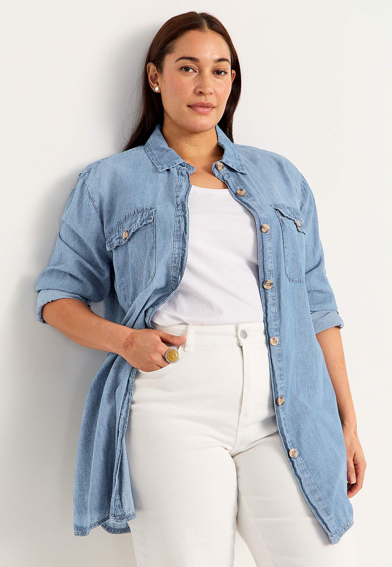 Long denim shirt