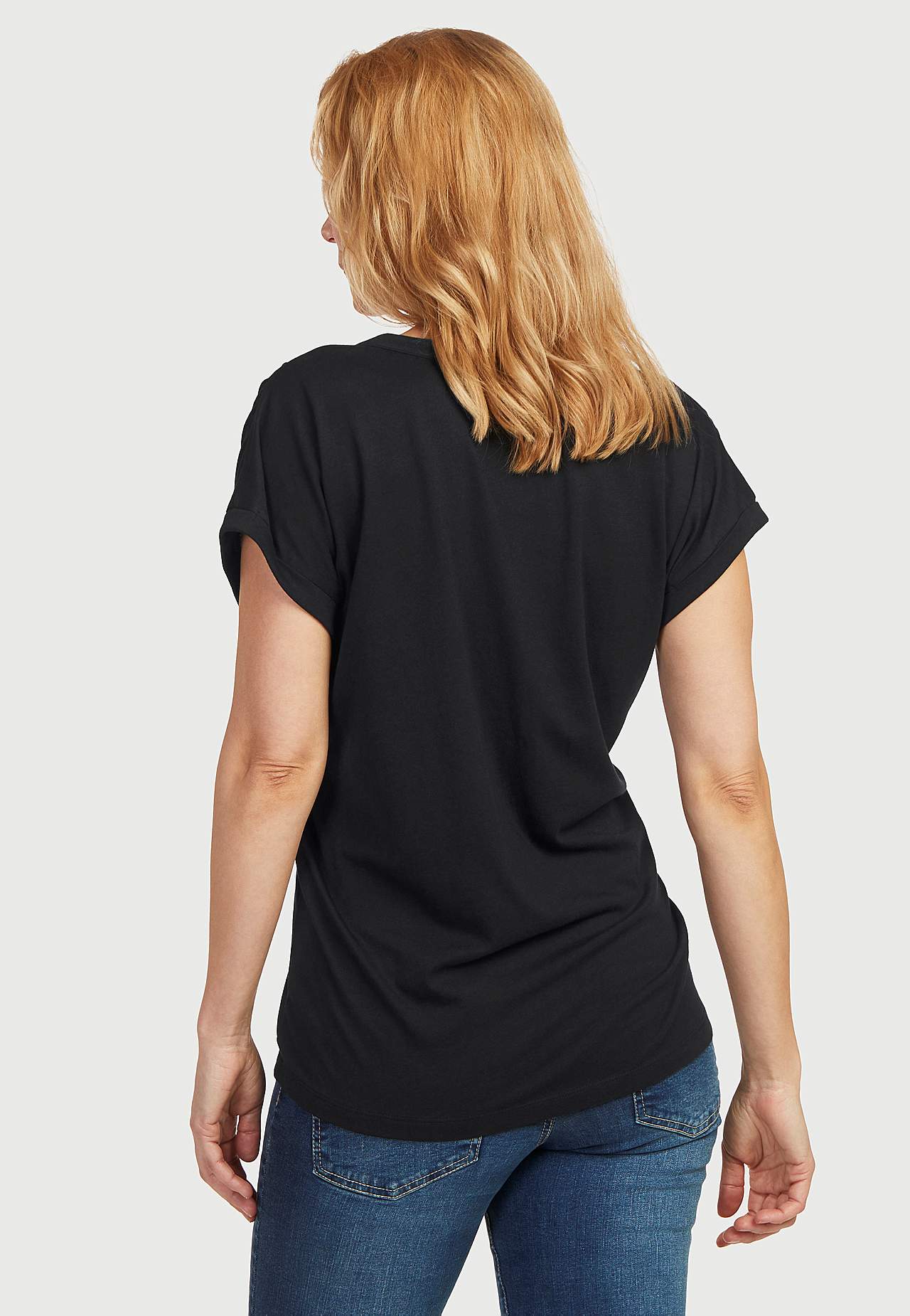 Jersey top with metallic buttons