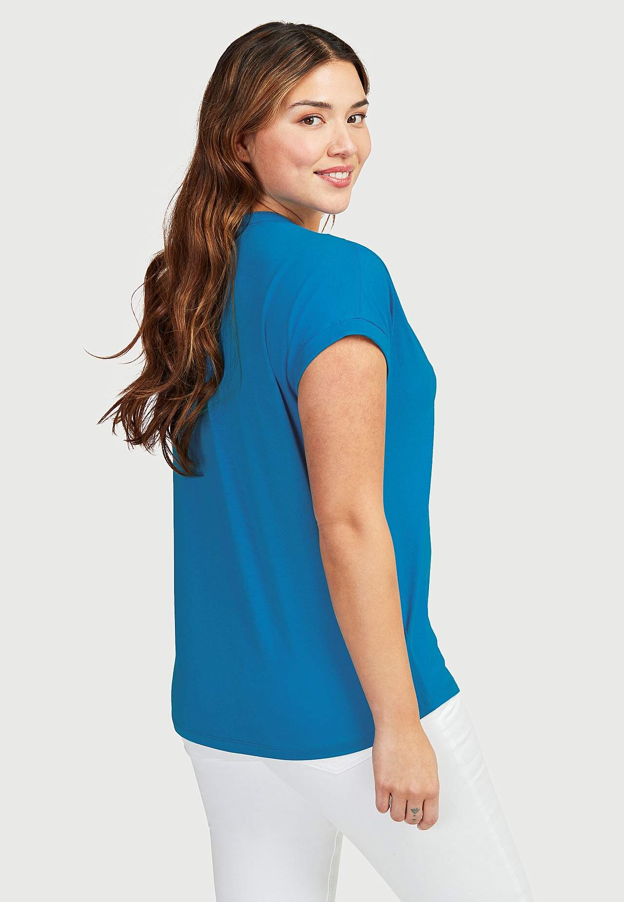Jersey top with metallic buttons