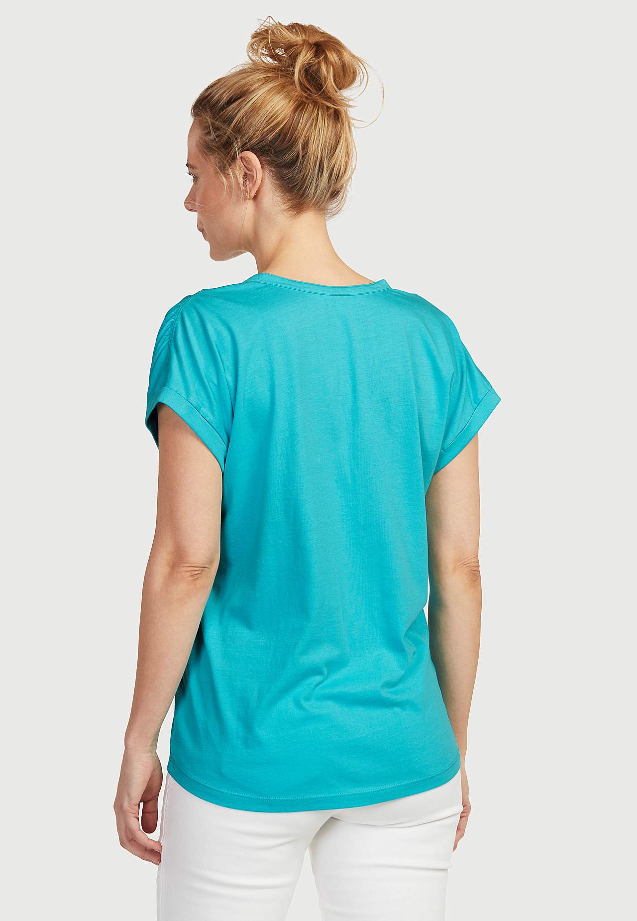 Jersey top with metallic buttons