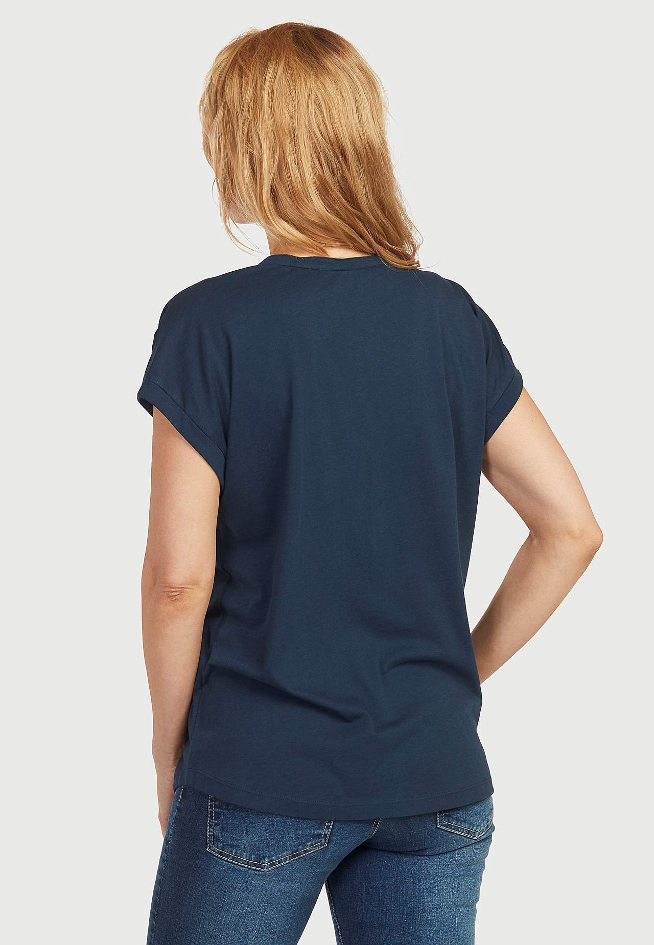 Jersey top with metallic buttons