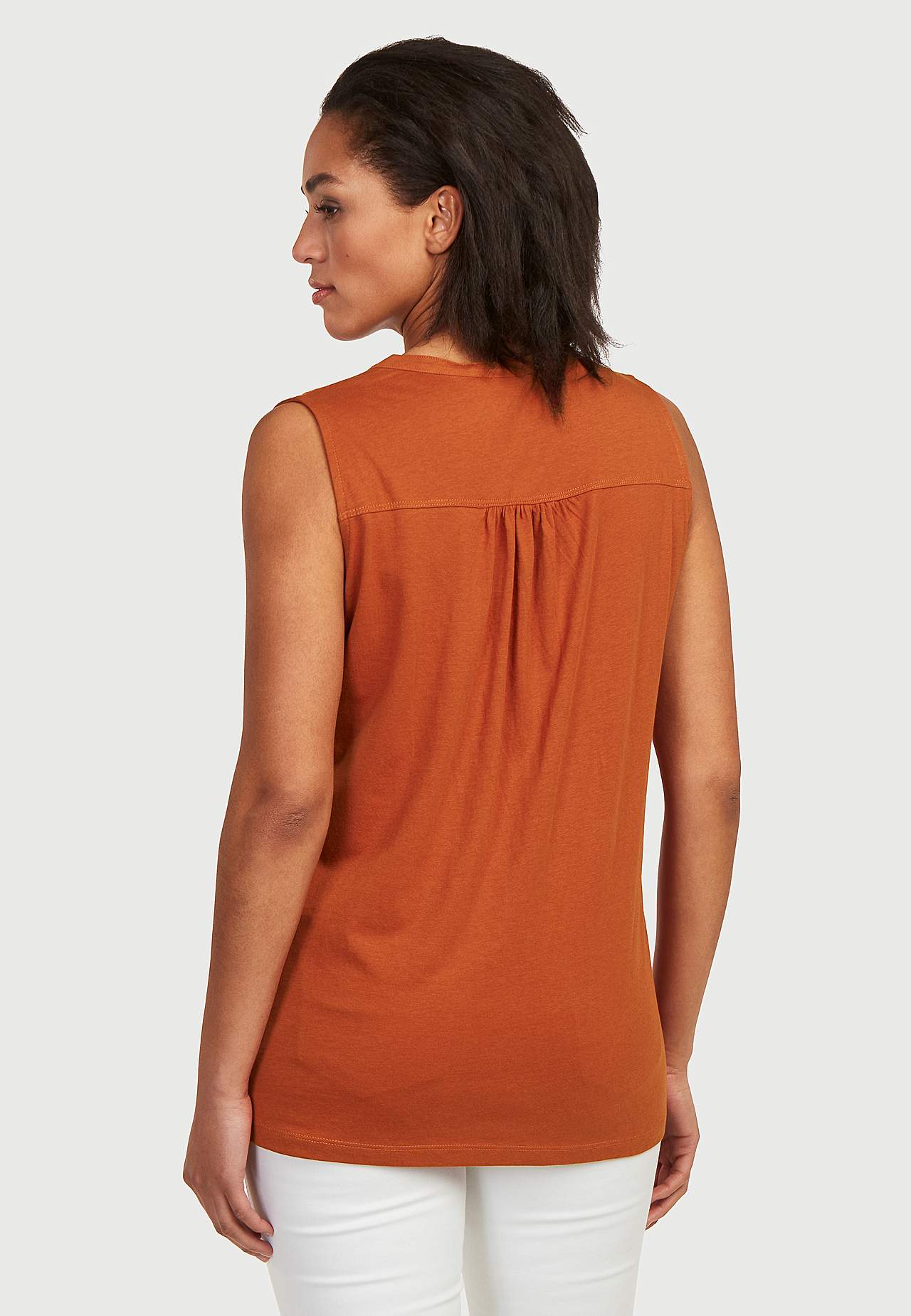 Sleeveless jersey top with metallic buttons Andrea