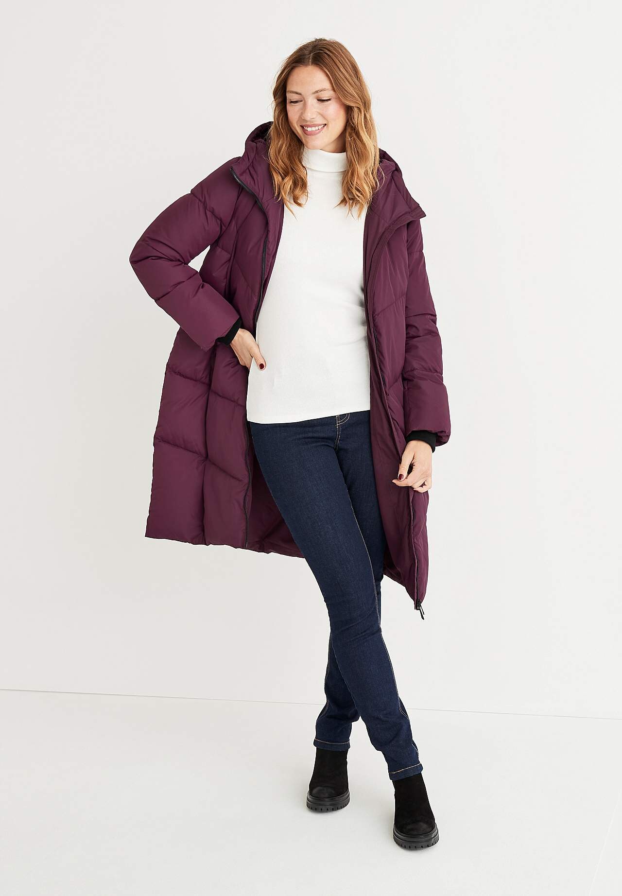Long coat with fluffy padding