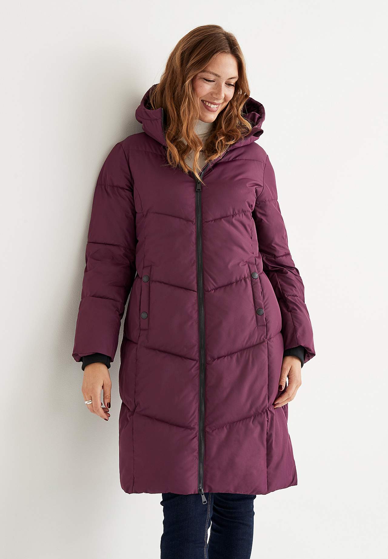 Long coat with fluffy padding