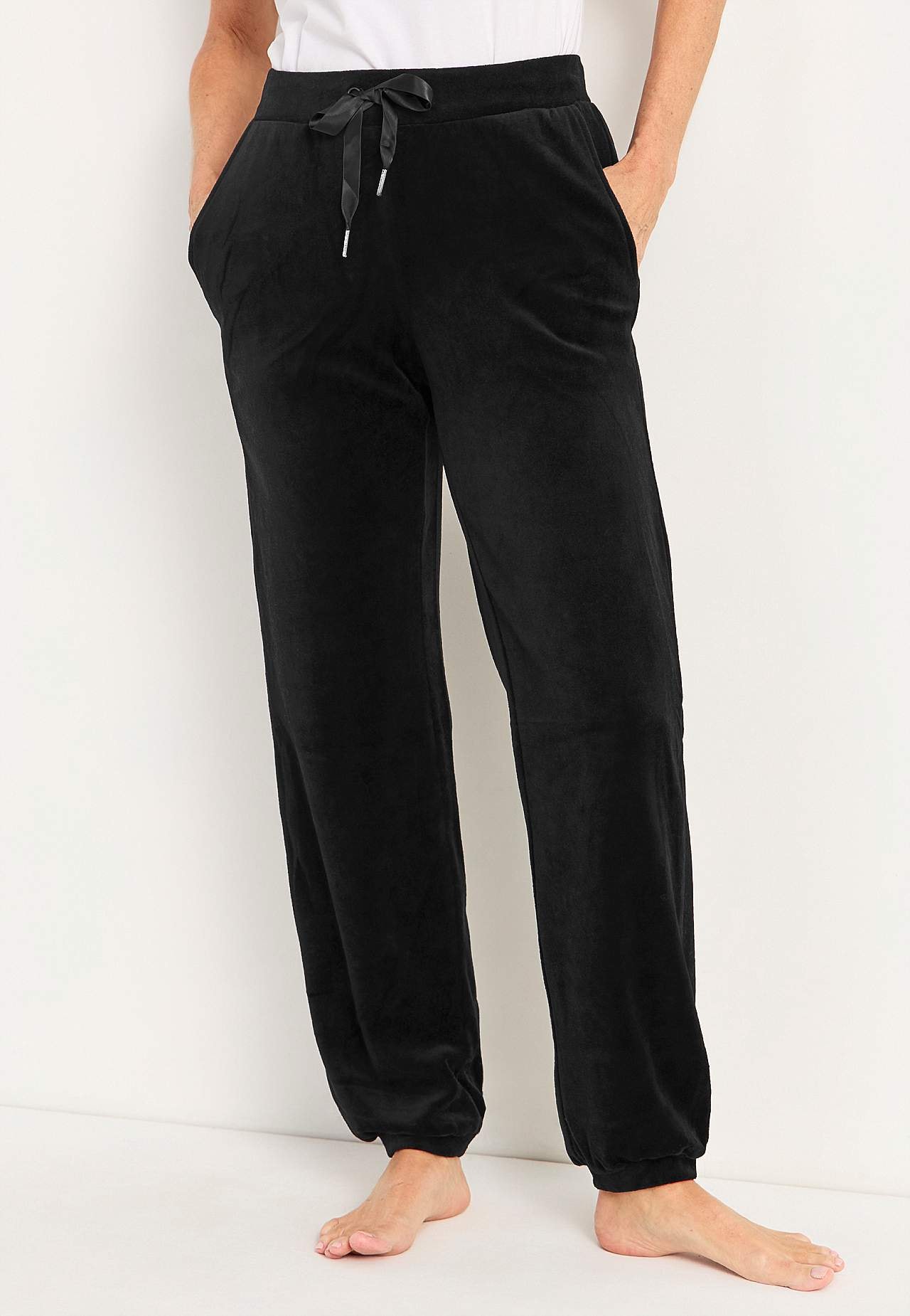 Velour trousers with cuff
