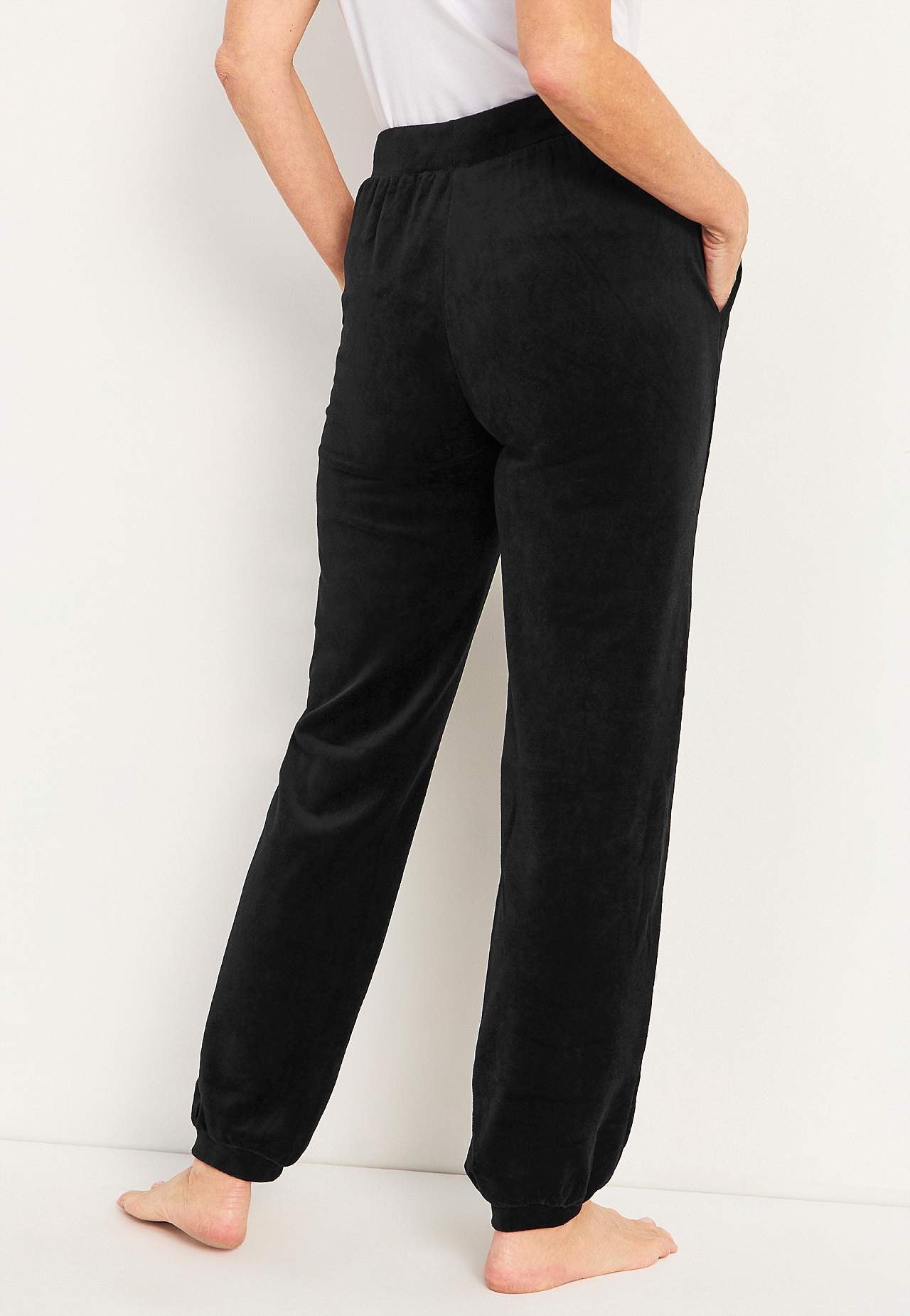 Velour trousers with cuff