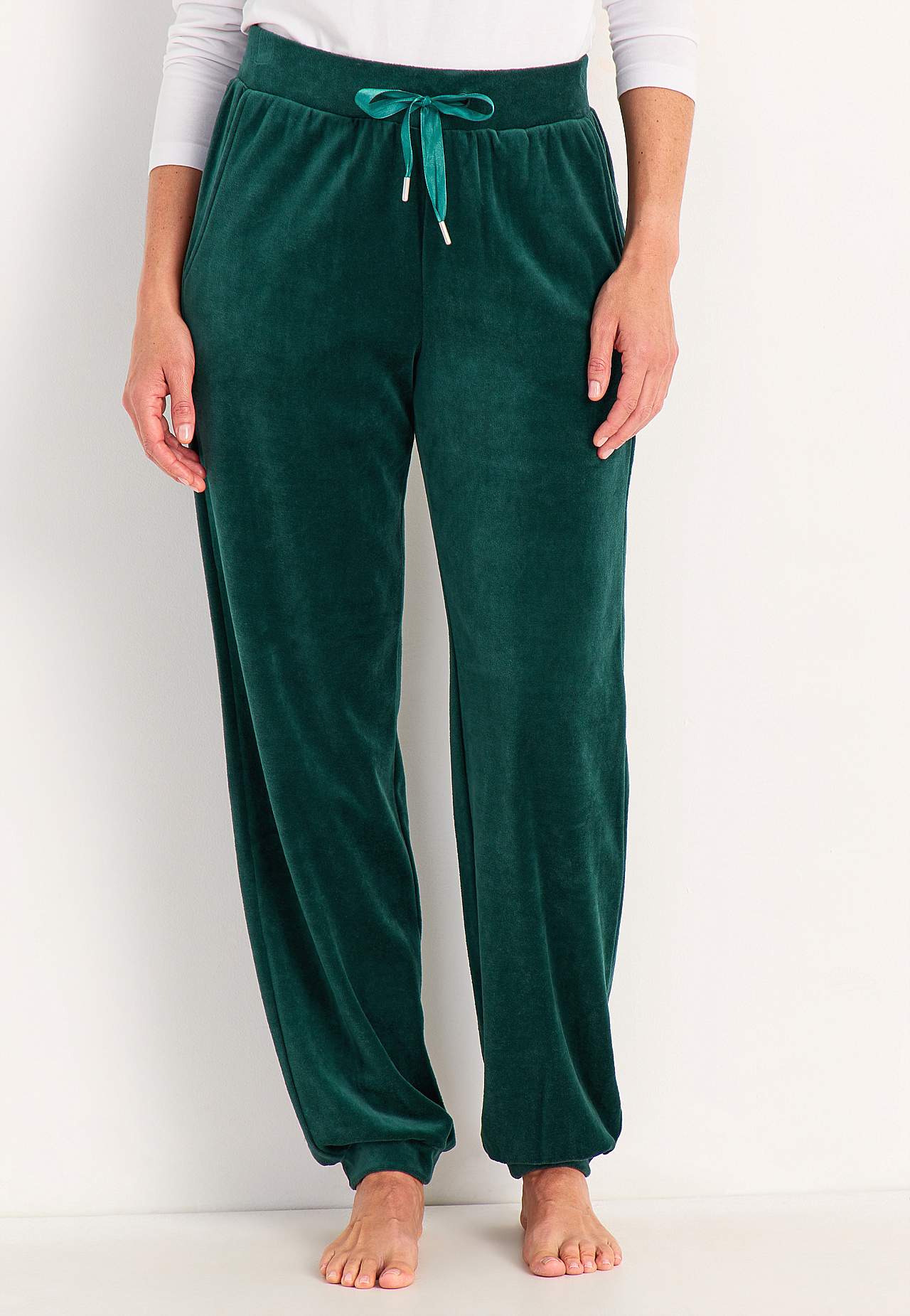 Velour trousers with cuff