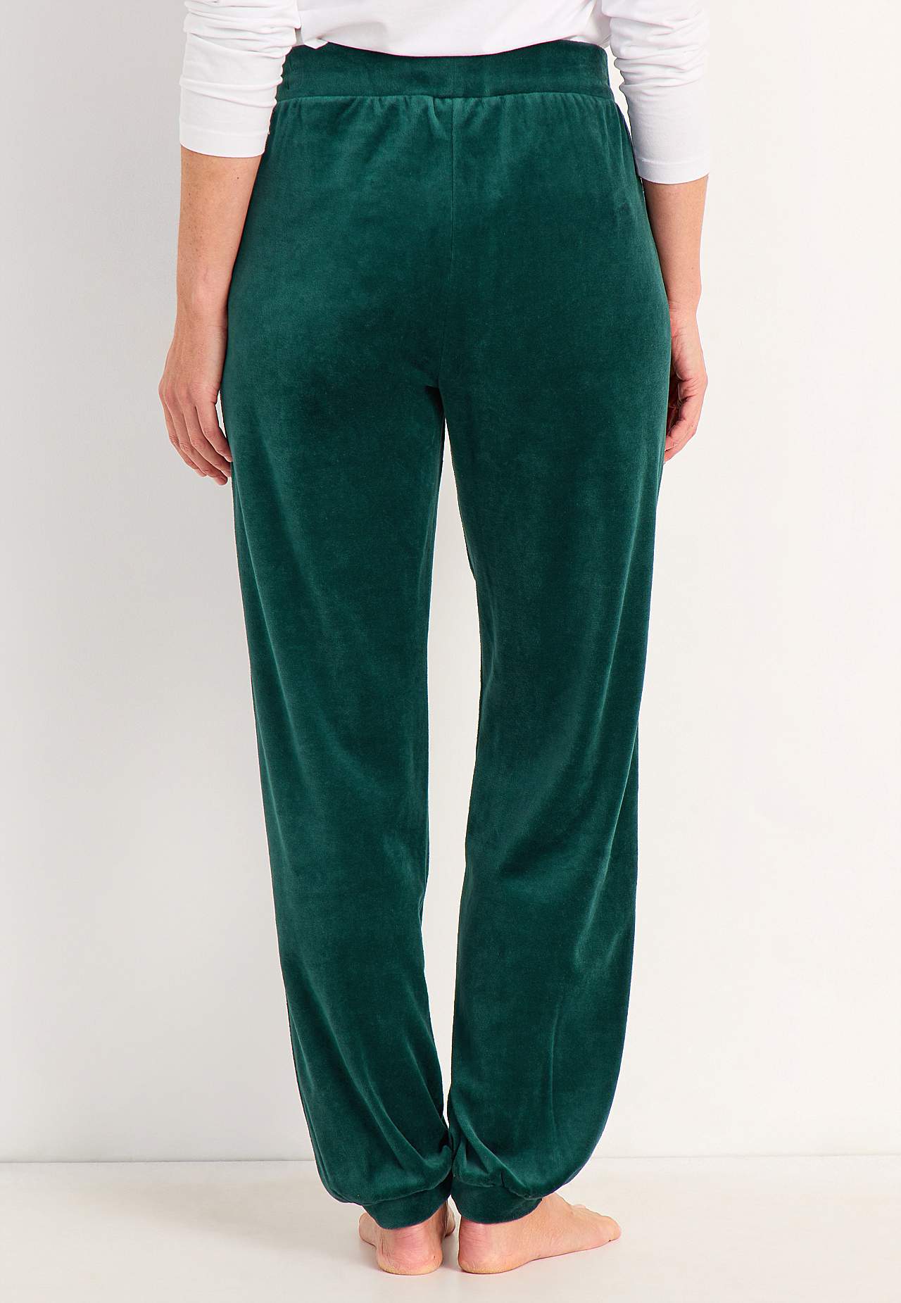 Velour trousers with cuff