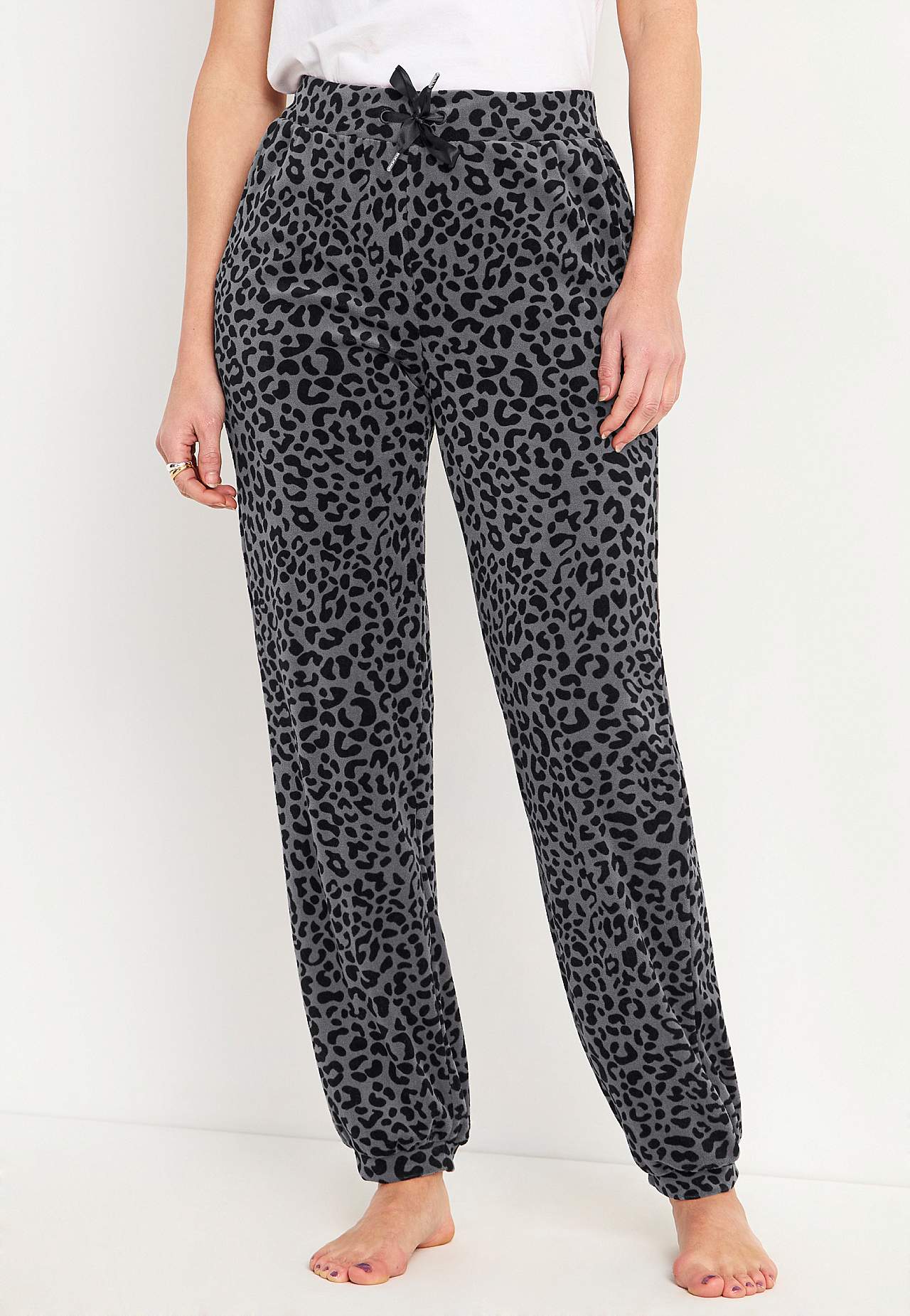 Velourbukser med ribkant Wilma – Leopard