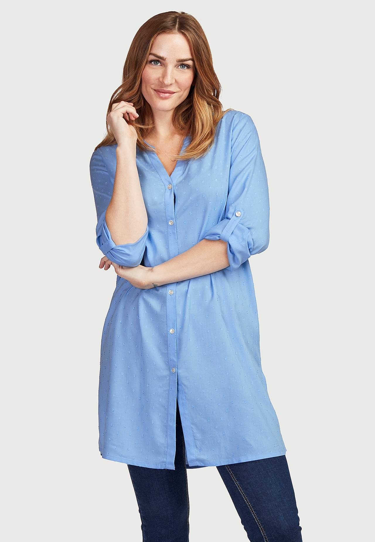 Viscose long shirt with structure