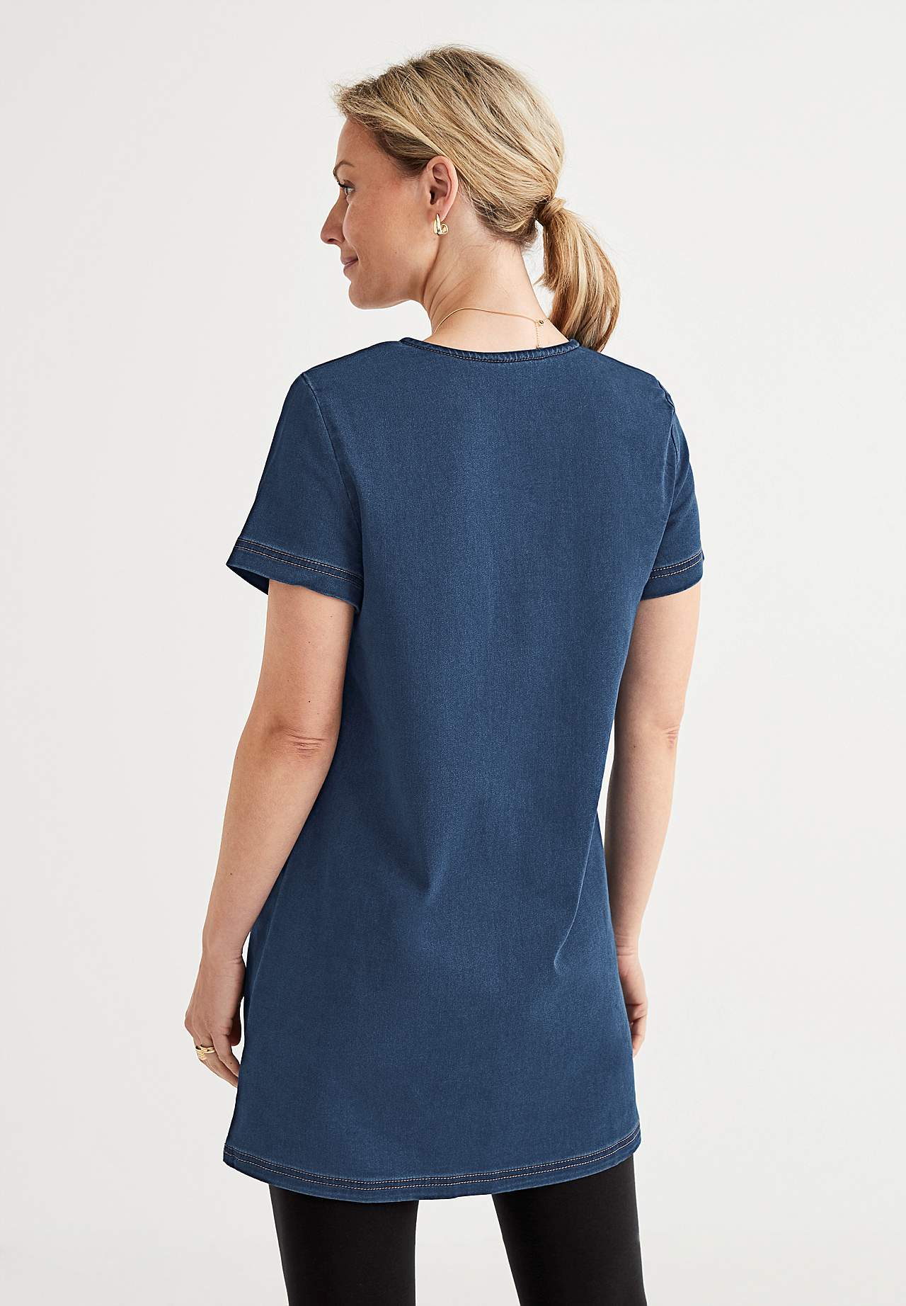 Short-sleeved denim tunic