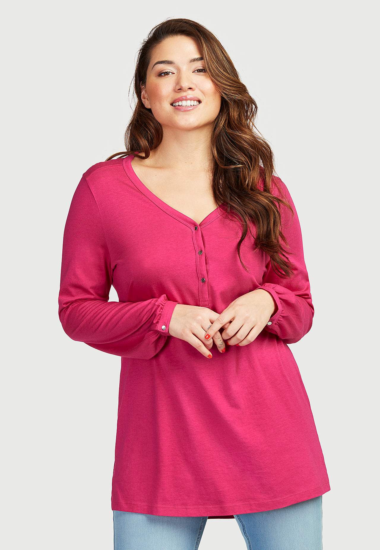 Jersey tuniq with v-neck cut