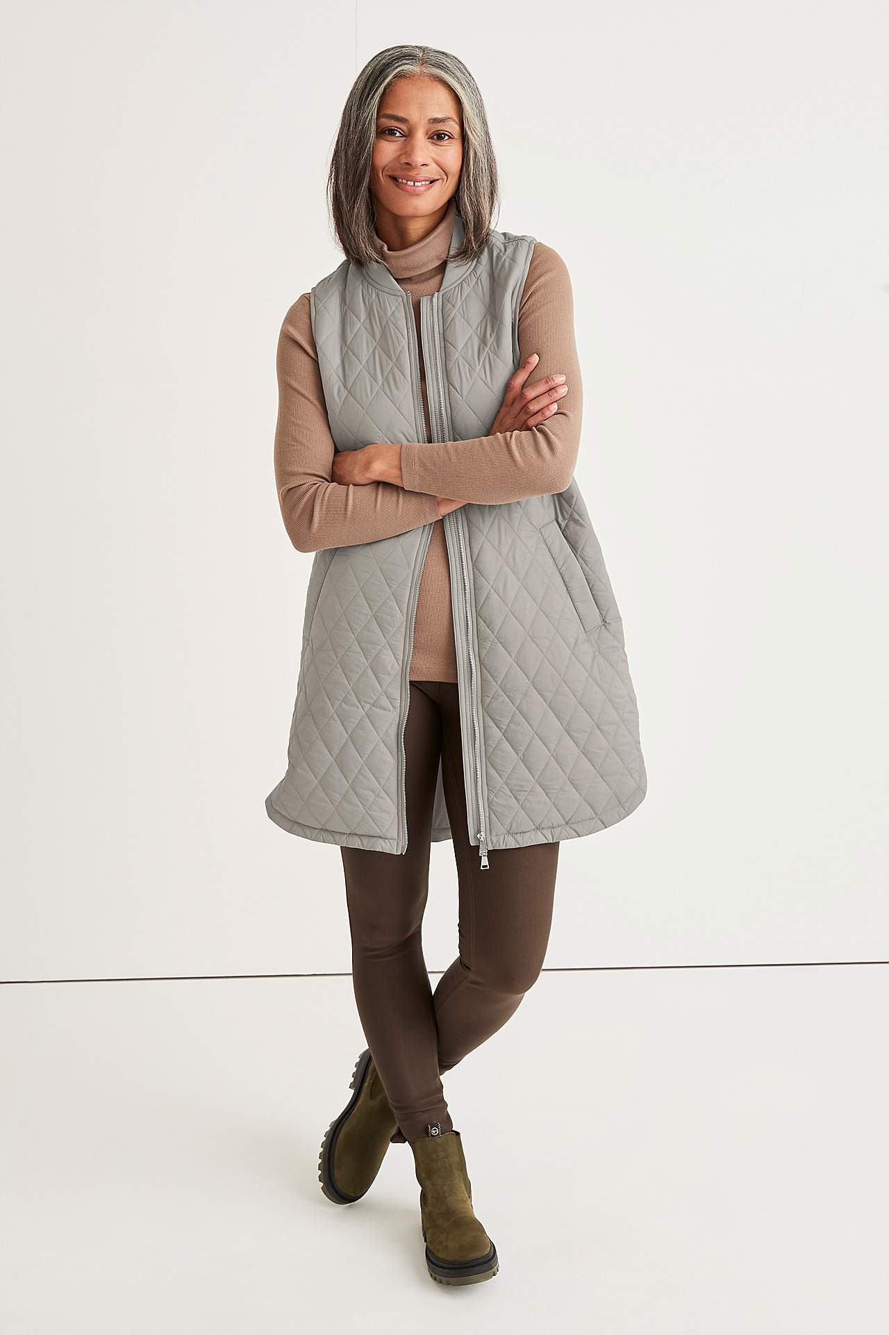 Quilted, long waistcoat Lena