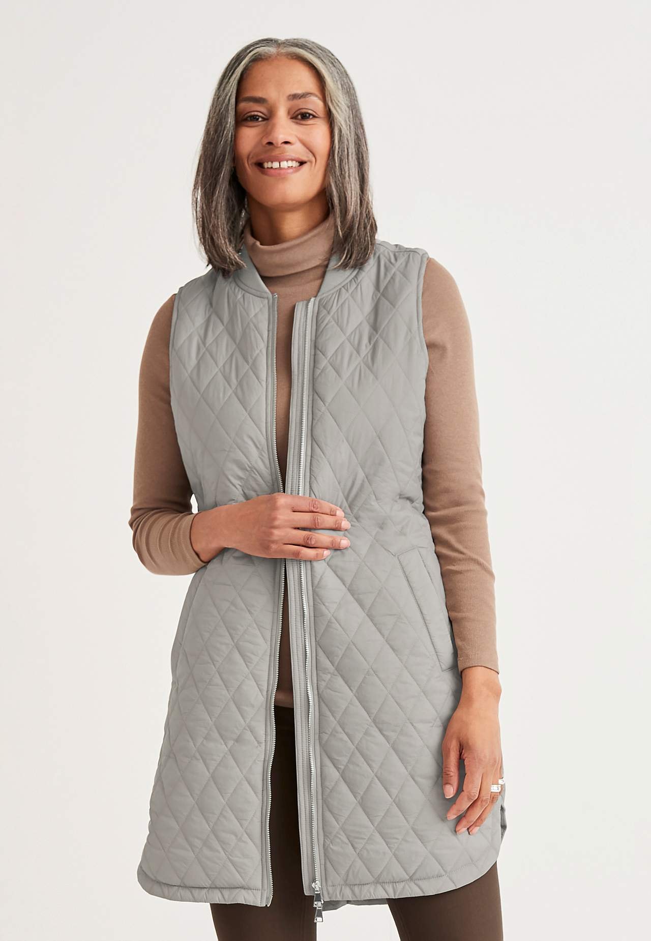 Quilted, long waistcoat Lena