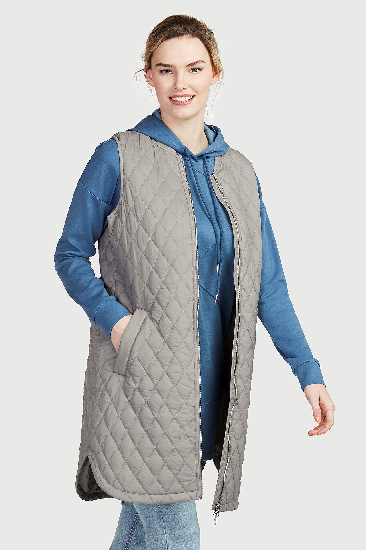 Quilted, long waistcoat Lena