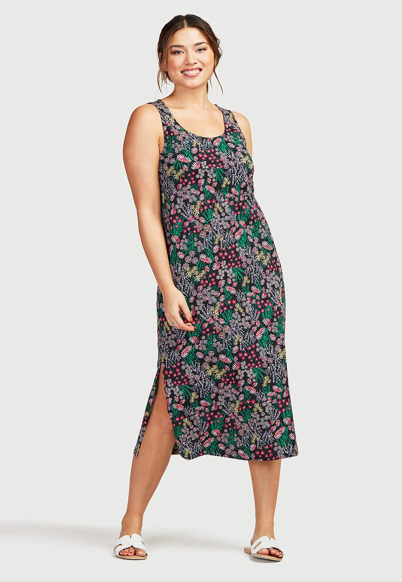 Long, patterned jersey dress