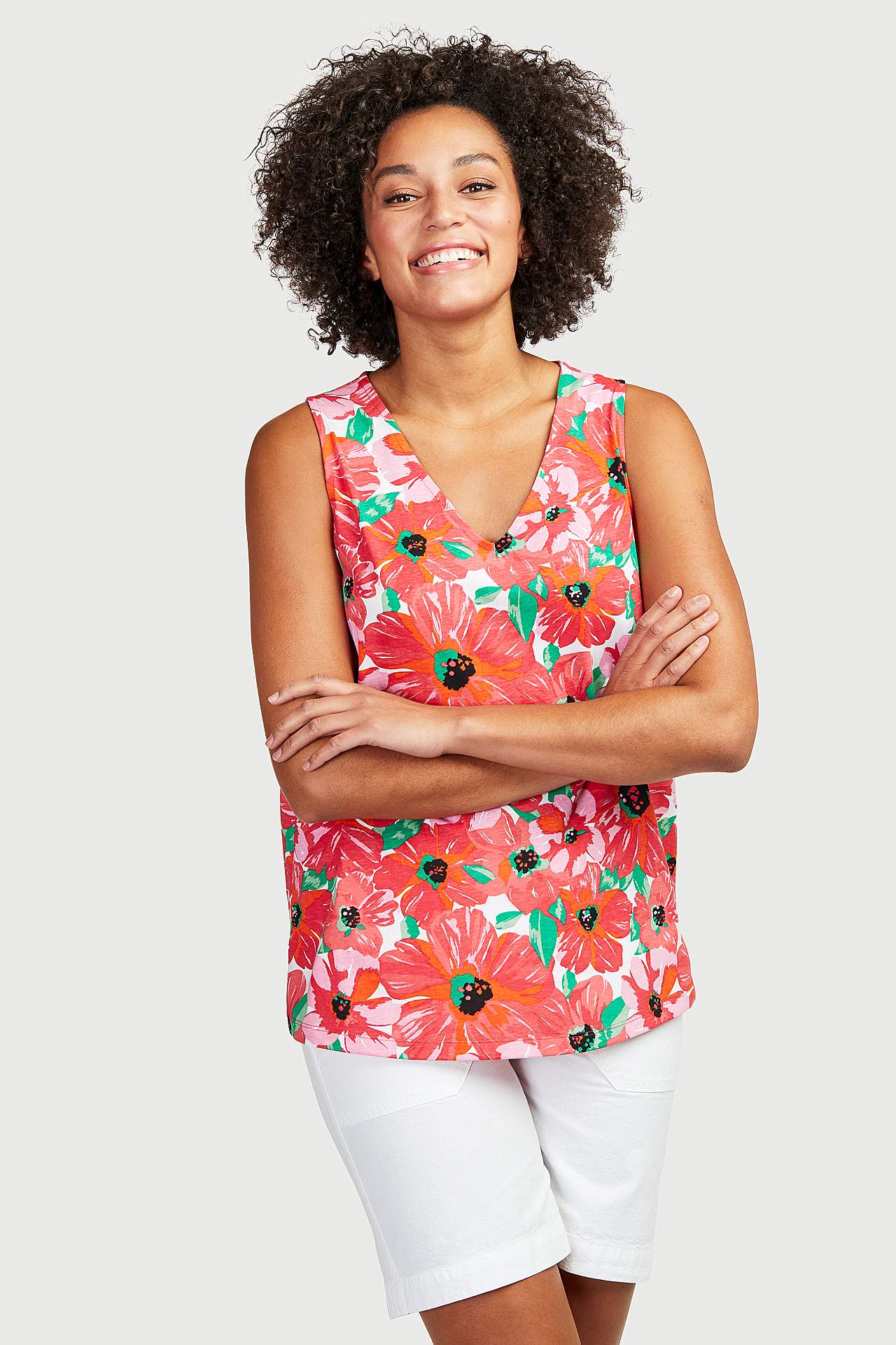 Patterned, sleeveless jersey top Mia
