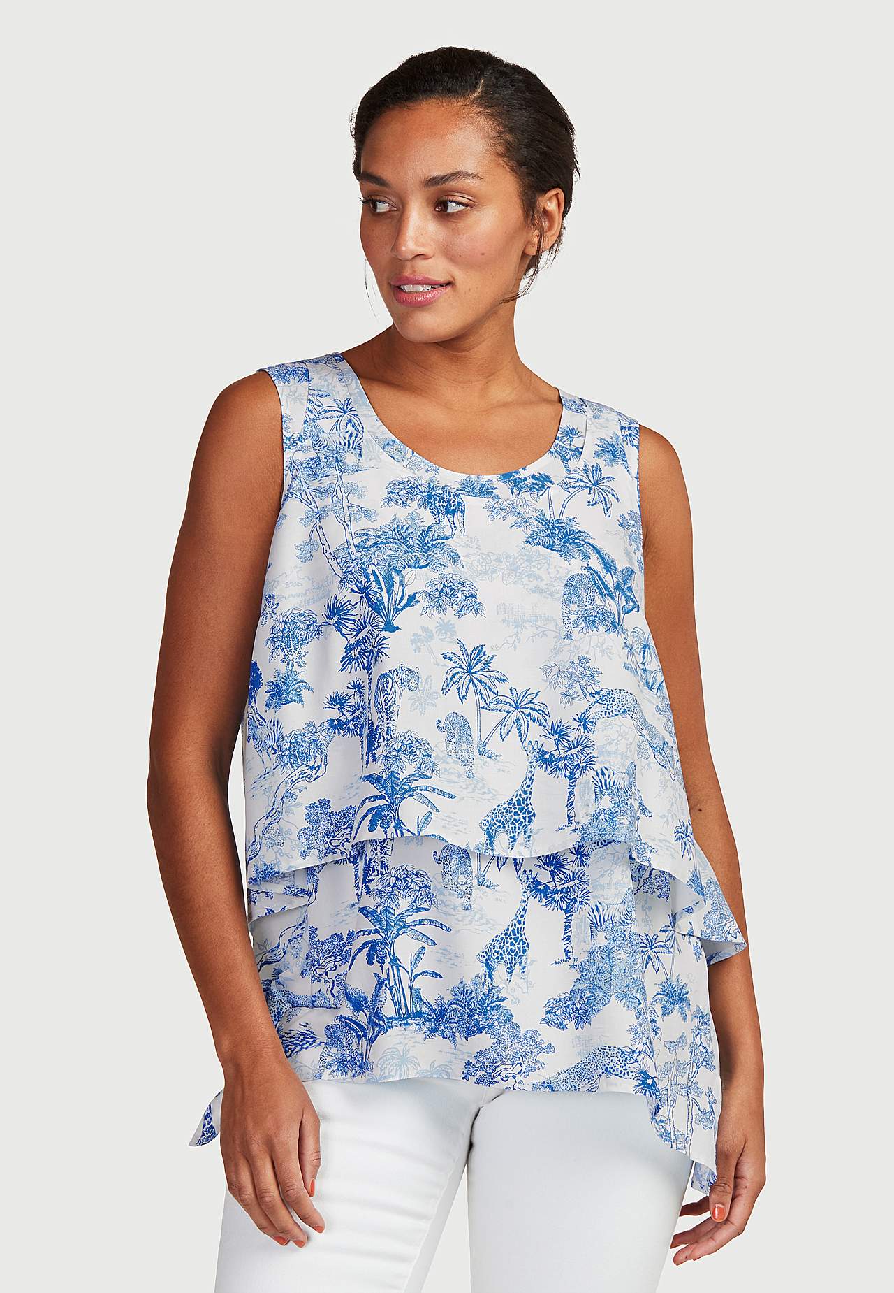 Patterned, two-in-one blouse