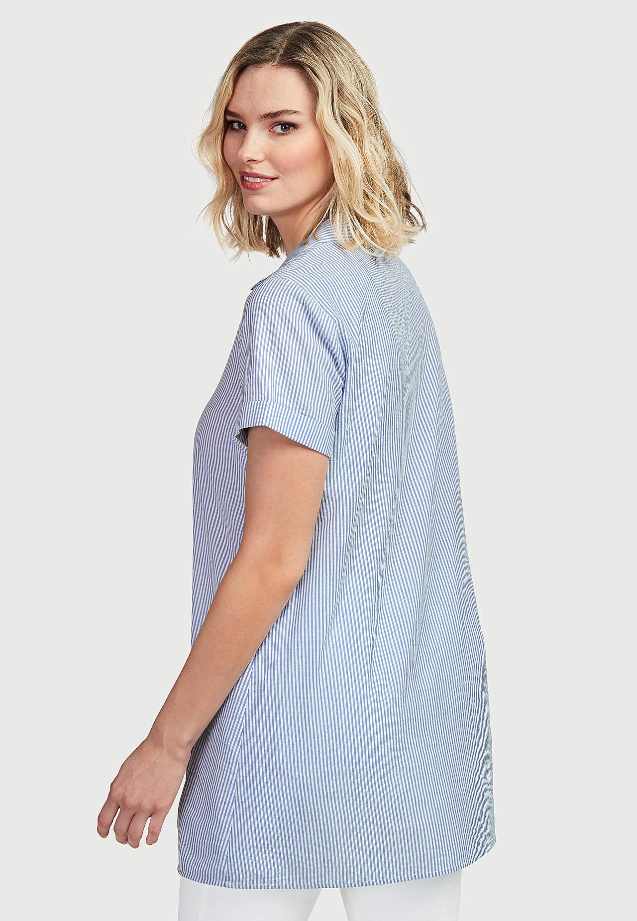 Striped tunic top in seersucker Sheffield