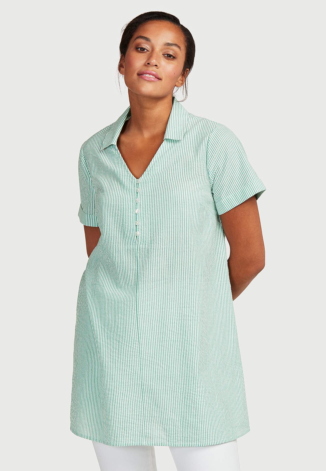Striped tunic top in seersucker Sheffield
