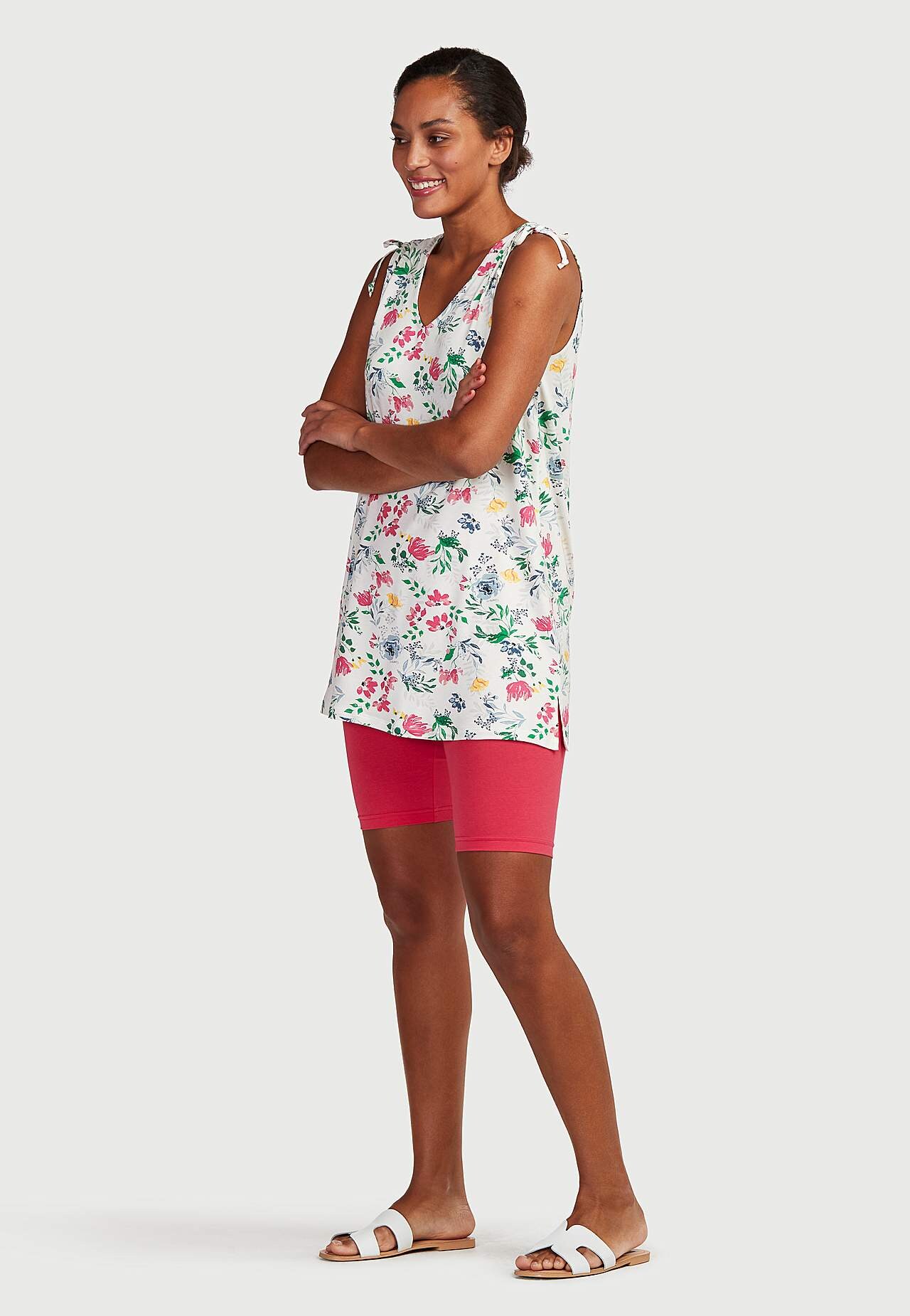 Patterned jersey tuniq with tie design