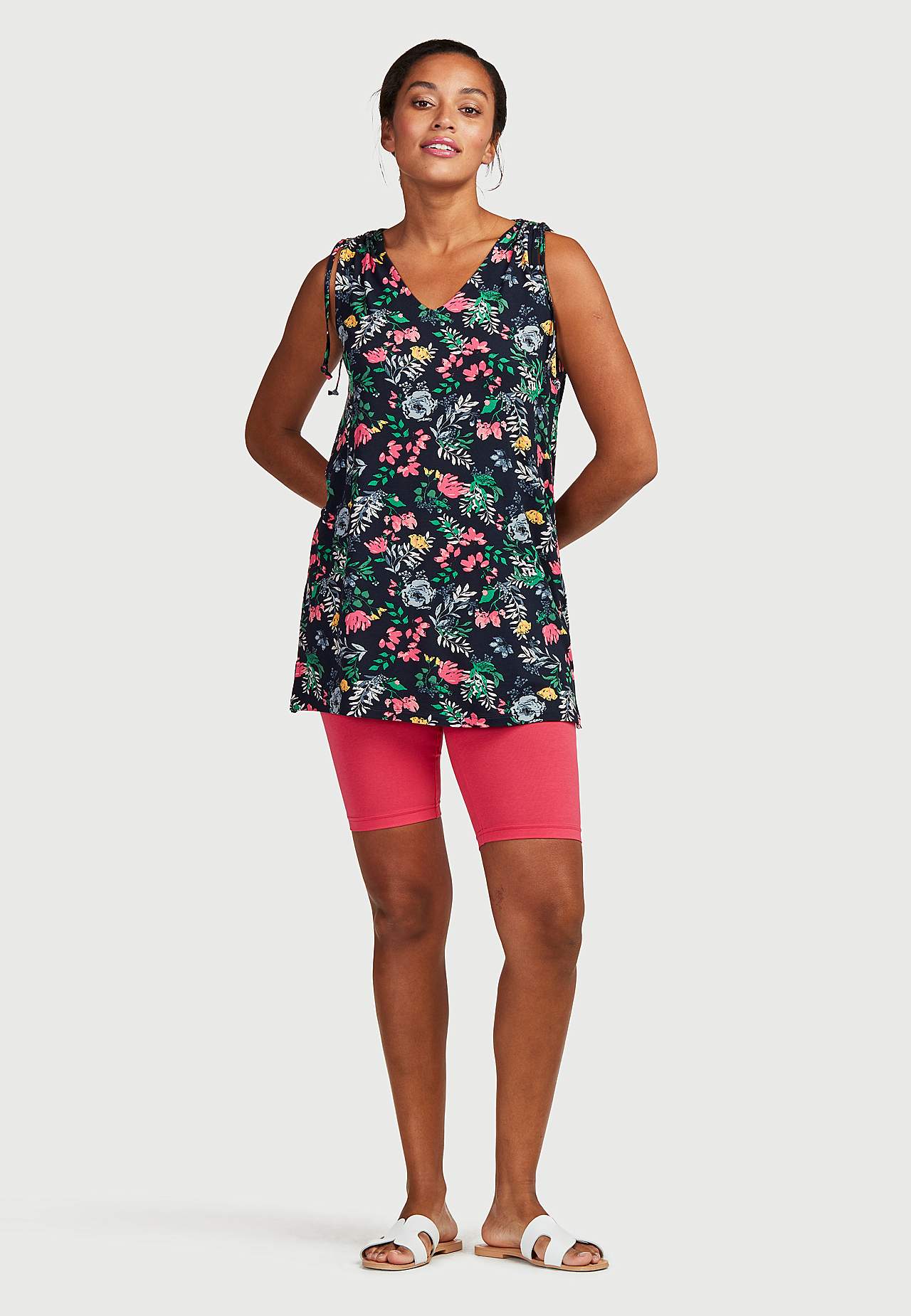 Patterned jersey tuniq with tie design