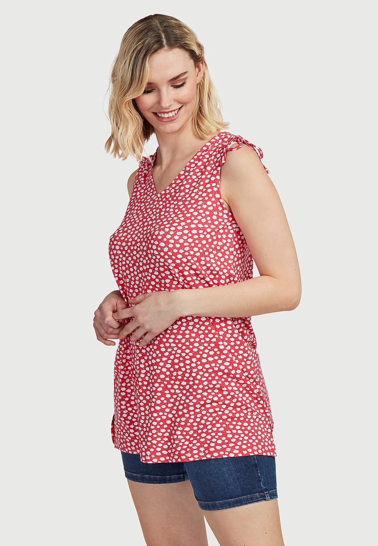 Patterned jersey tuniq with tie design
