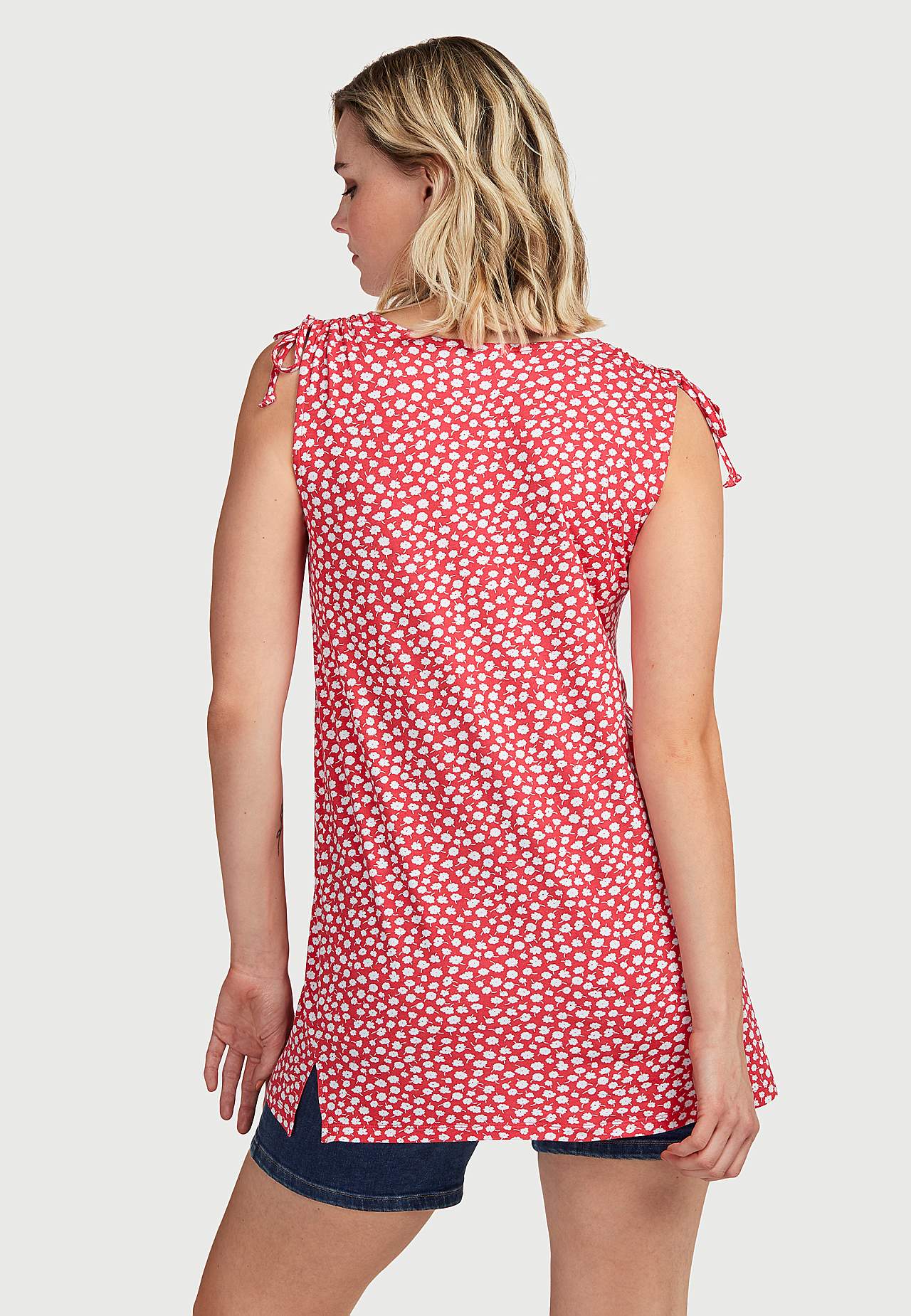 Patterned jersey tuniq with tie design