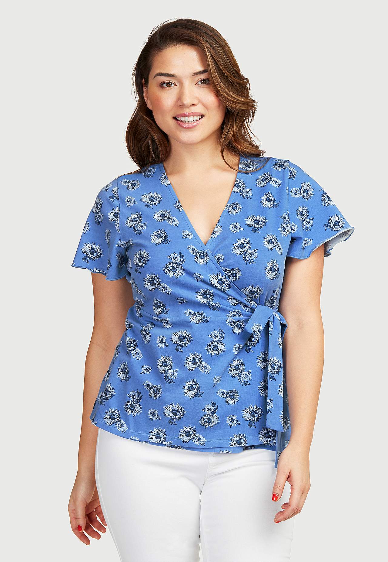 Floral wrap top