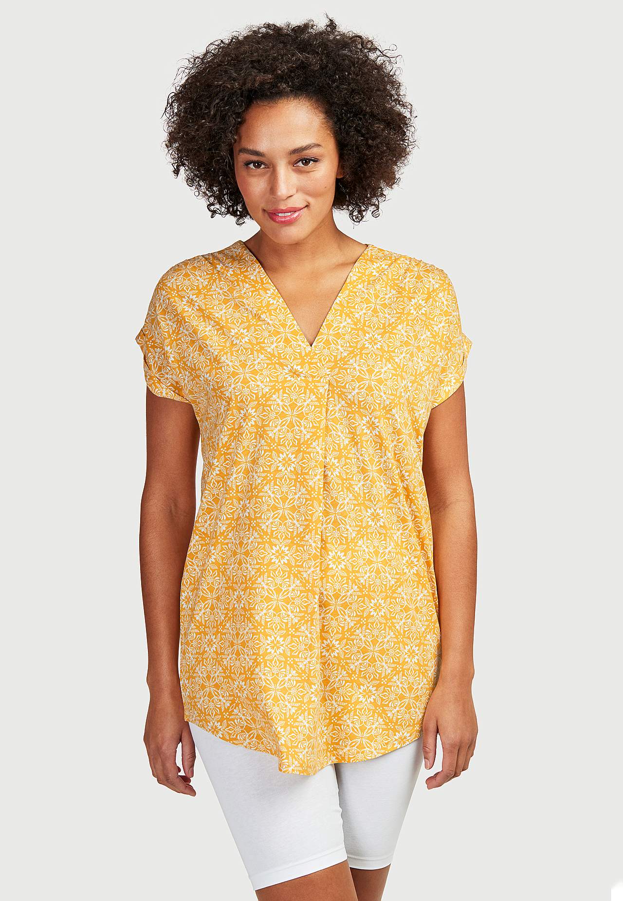 Patterned jersey tuniq with pleat Nicky