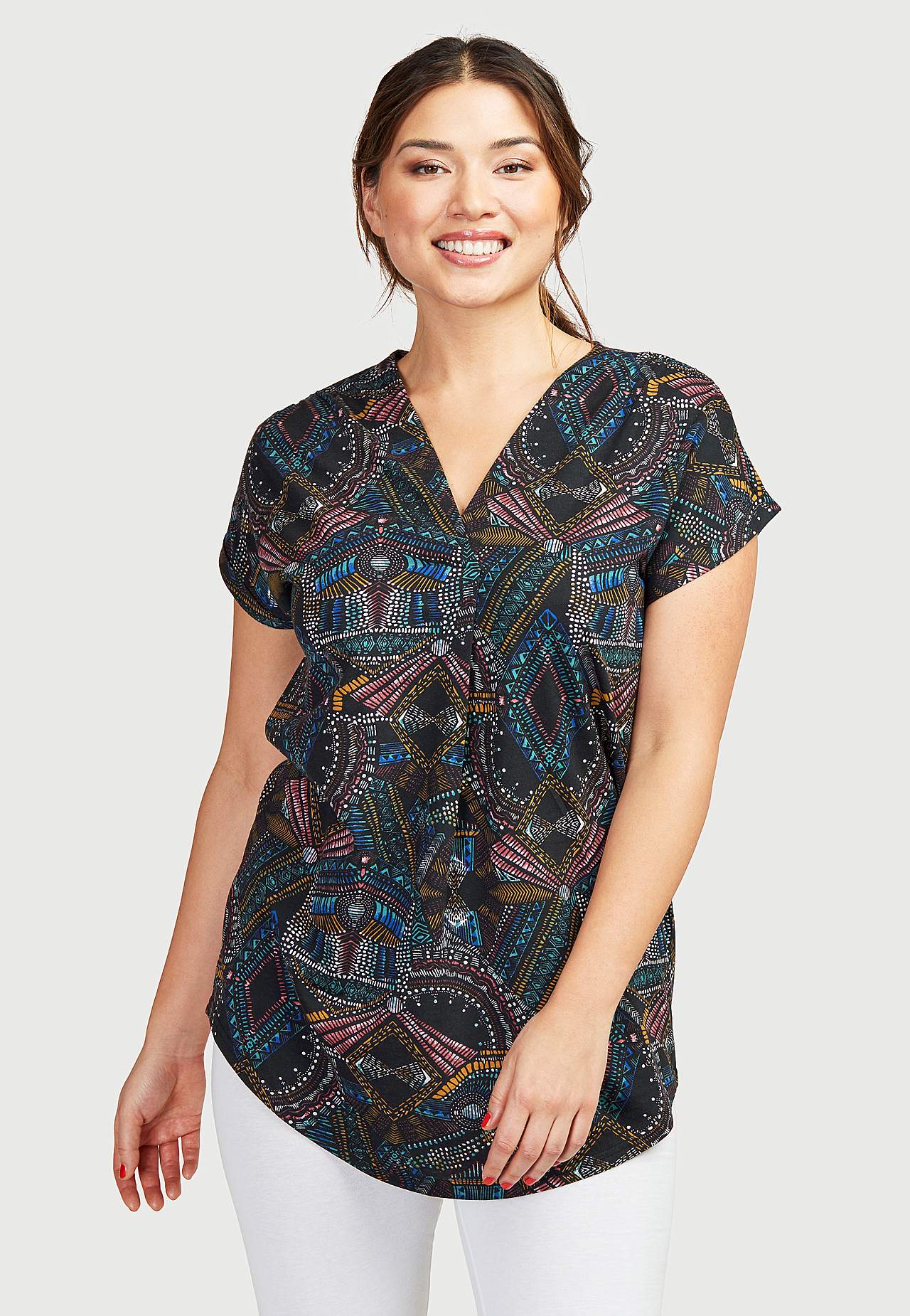 Patterned jersey tuniq with pleat Nicky