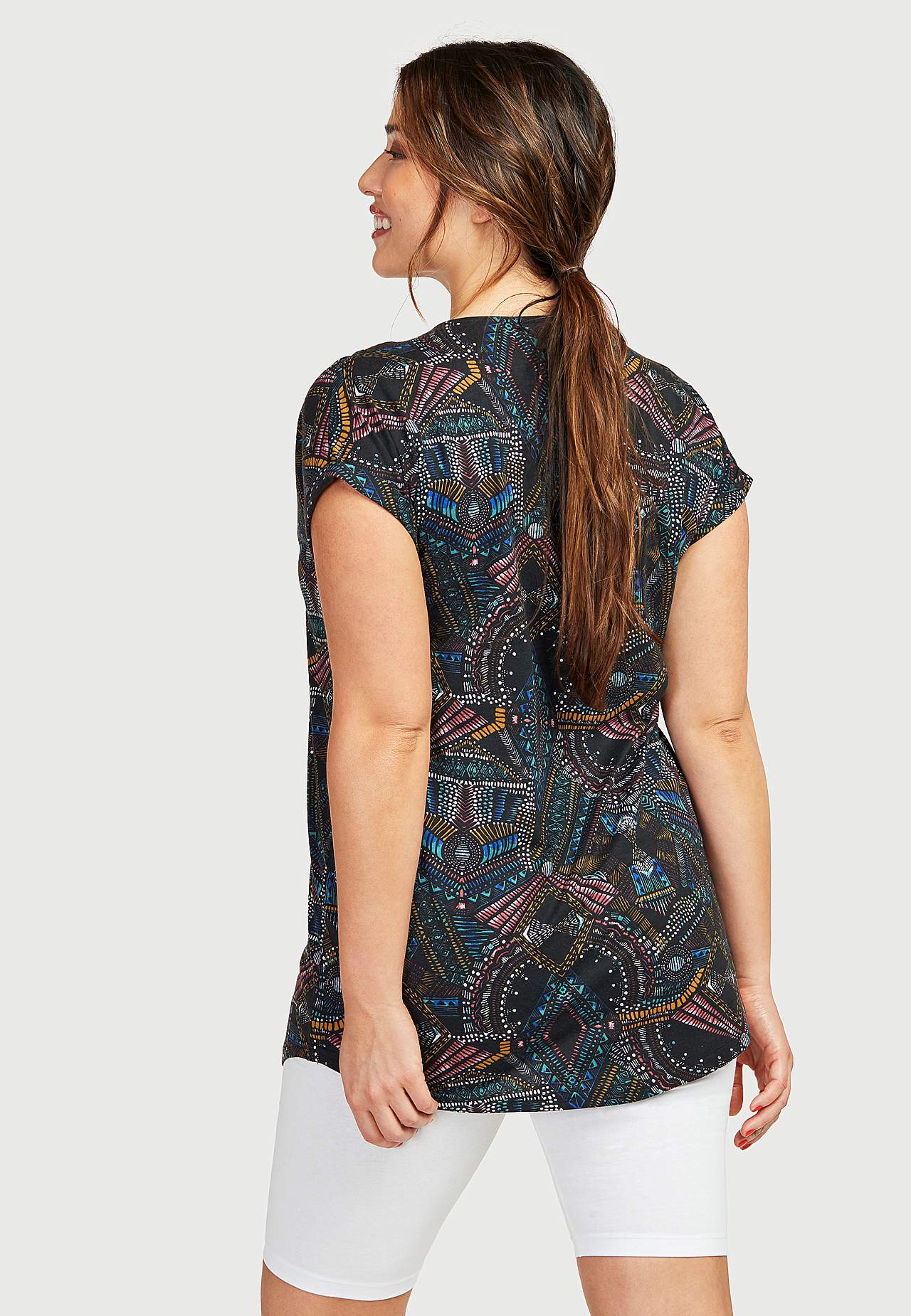 Patterned jersey tuniq with pleat Nicky