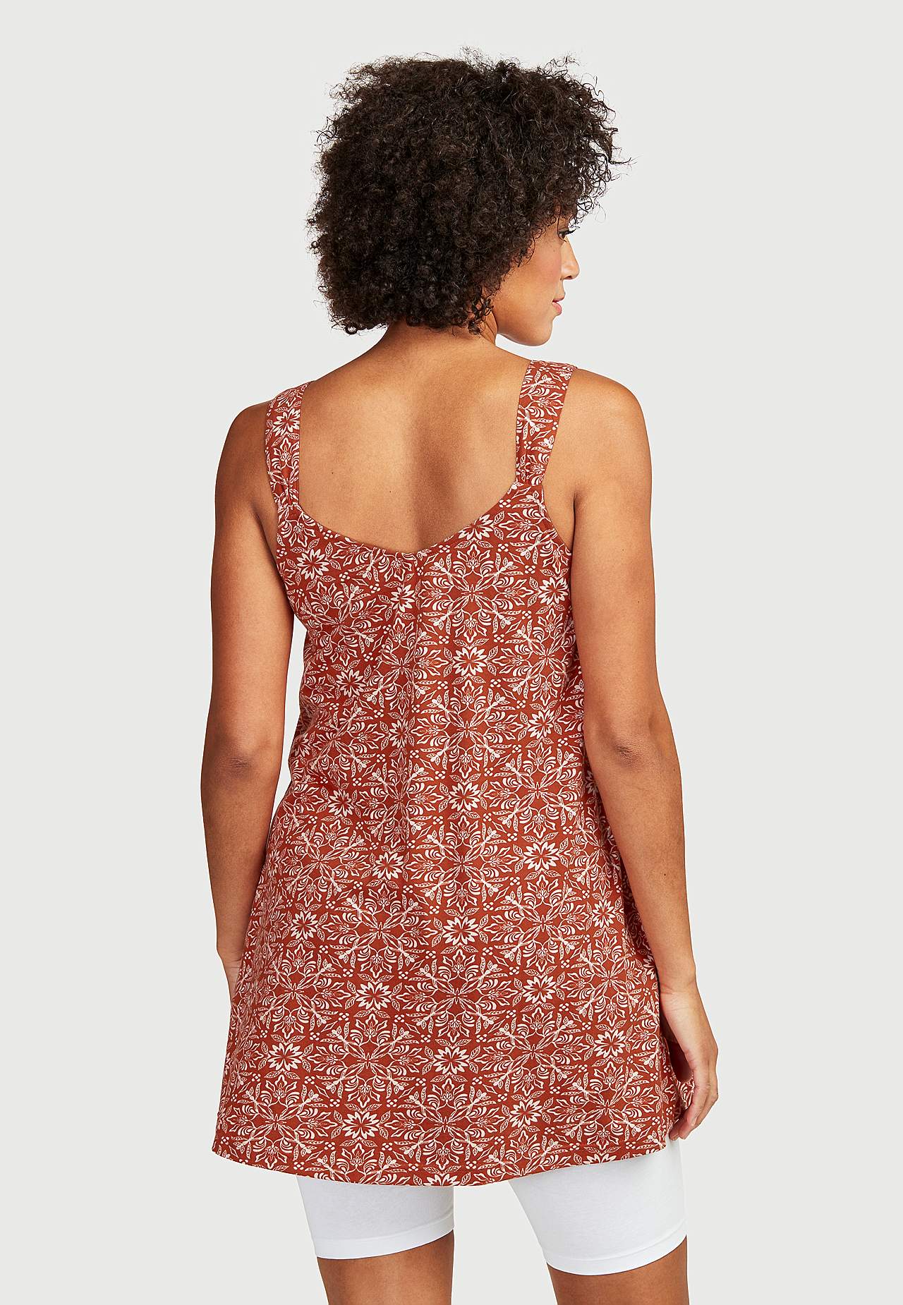 Patterned jersey tuniq with shoulder strap