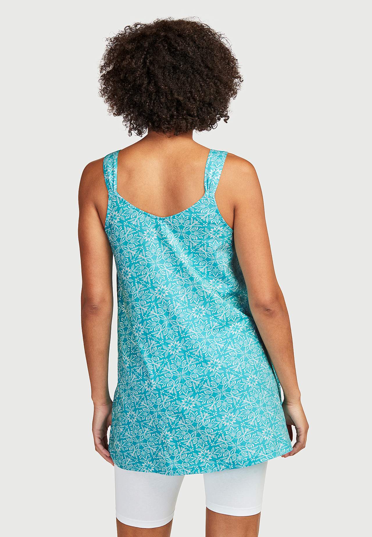 Patterned jersey tuniq with shoulder strap