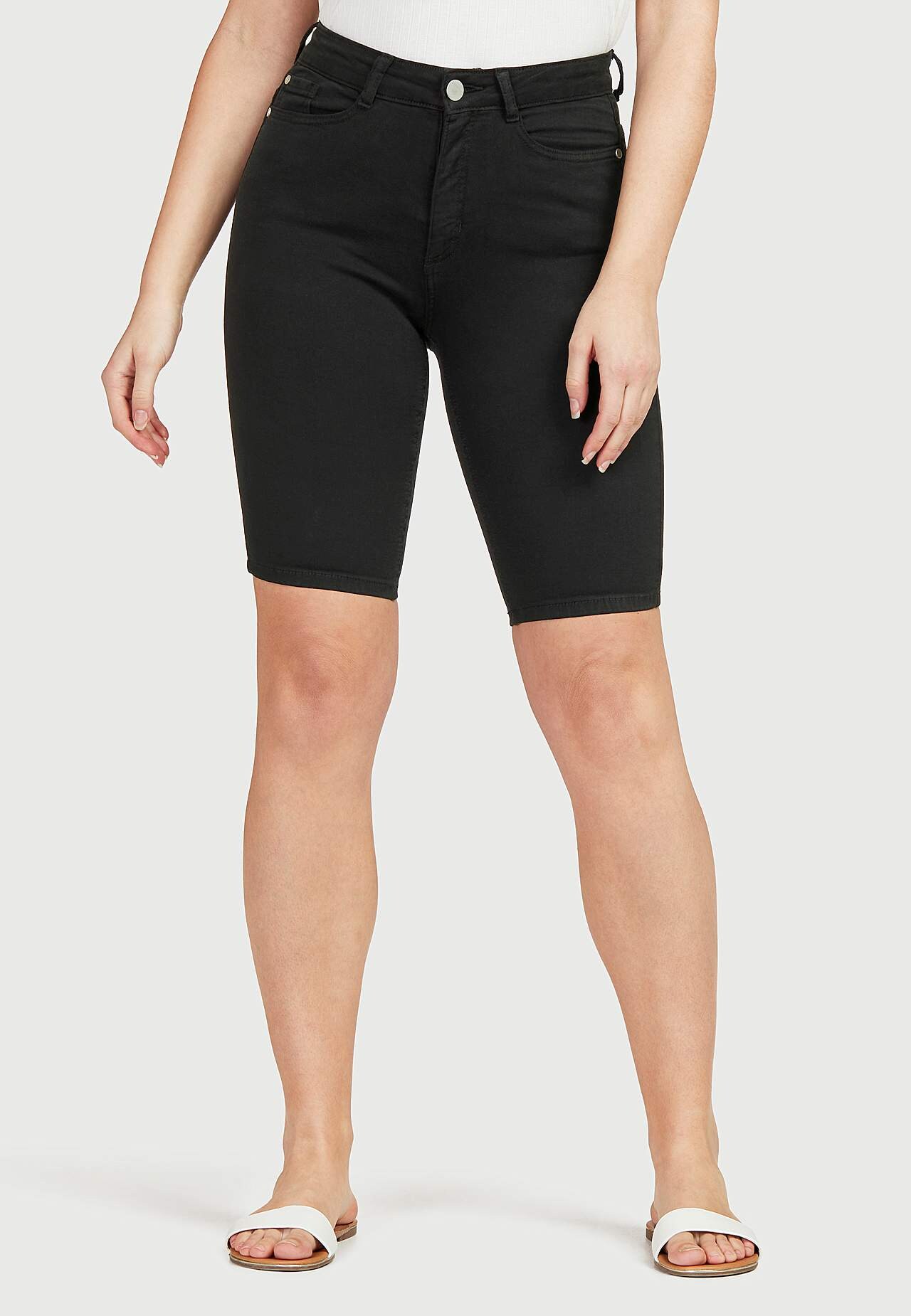 Stretchy denim shorts with long leg Ella
