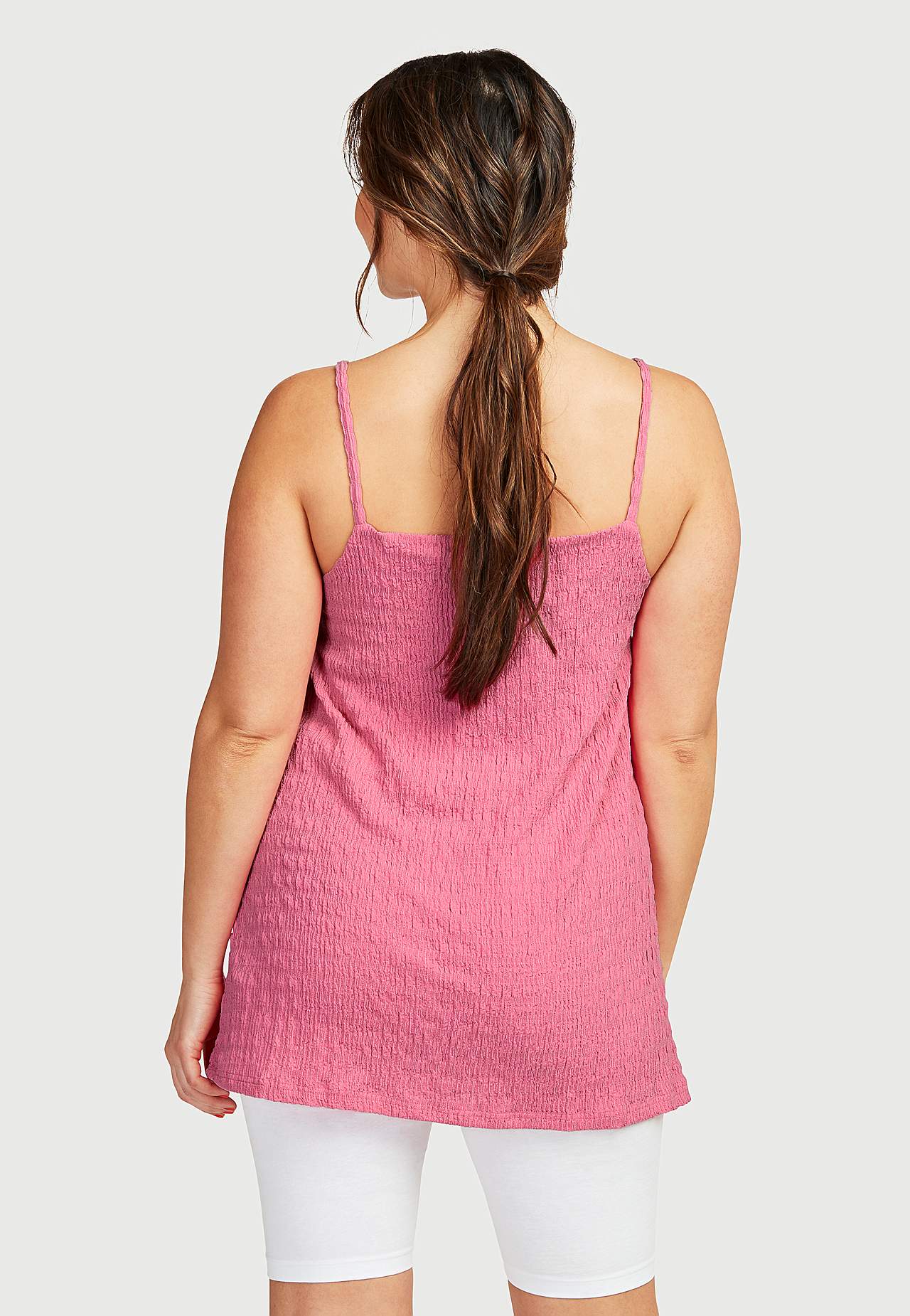 Long jersey top with thin shoulder straps